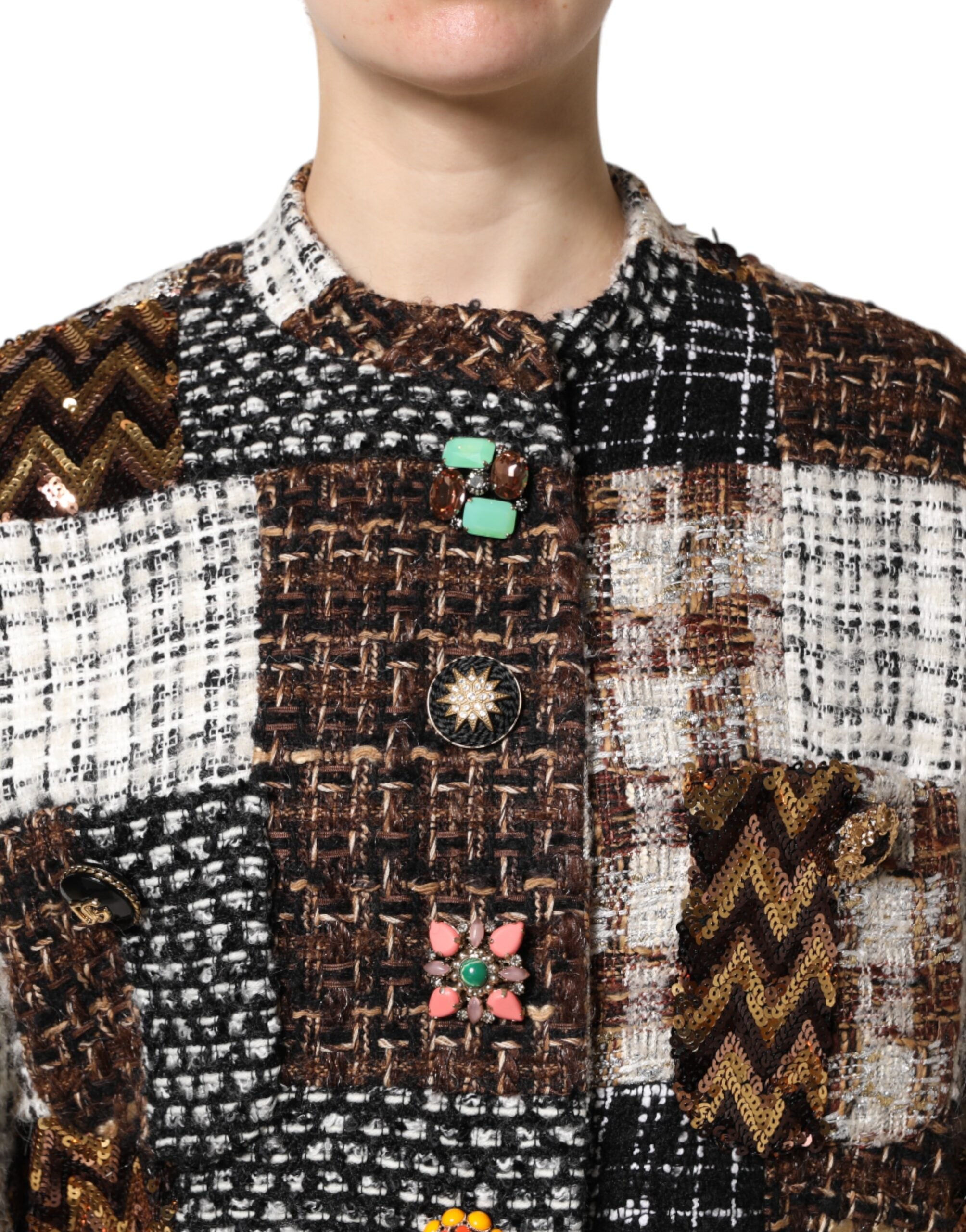 Multicolor Patchwork Button Down Jacket - ventzia