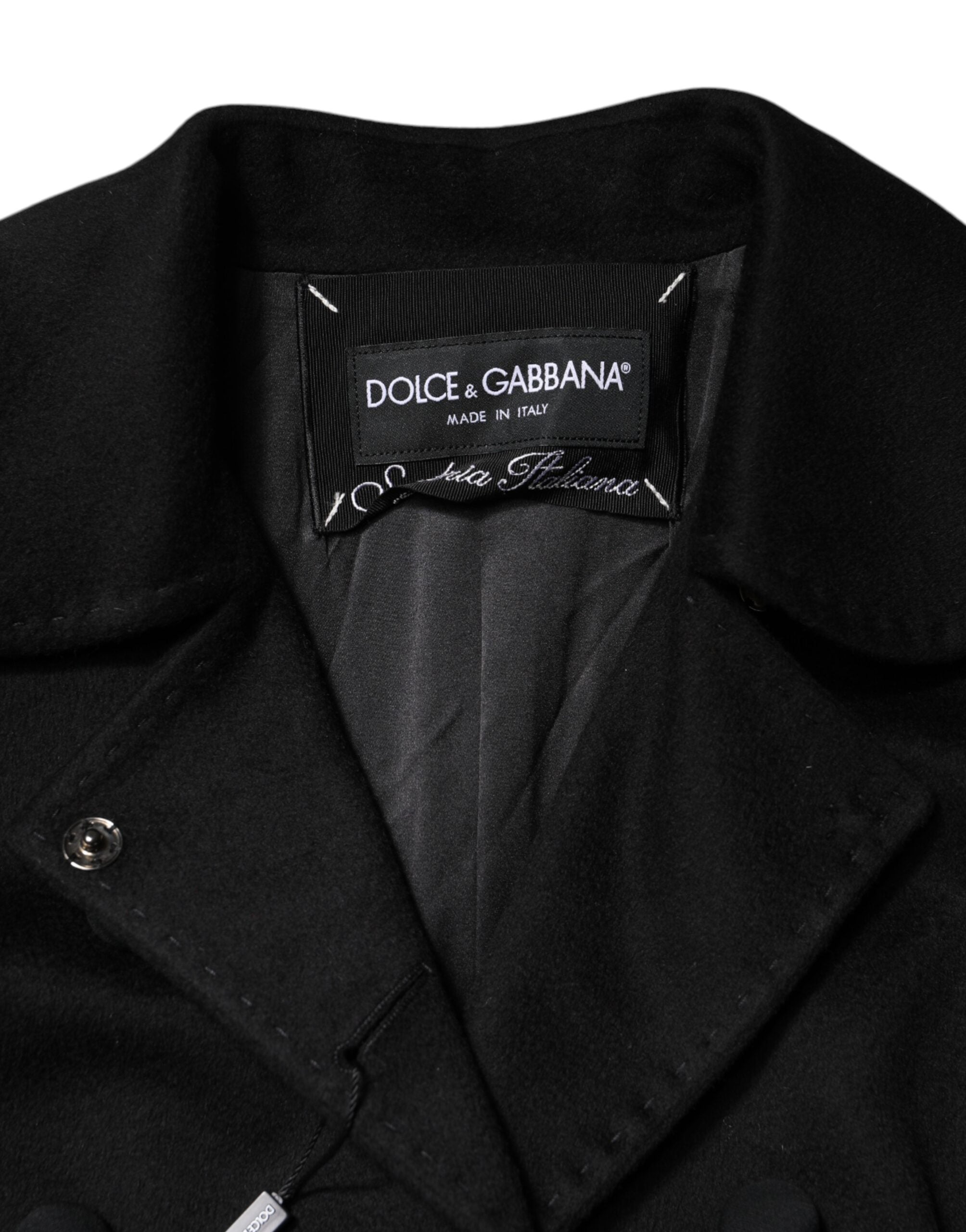 Black Wool Sartoria Italiano Blazer Jacket - ventzia