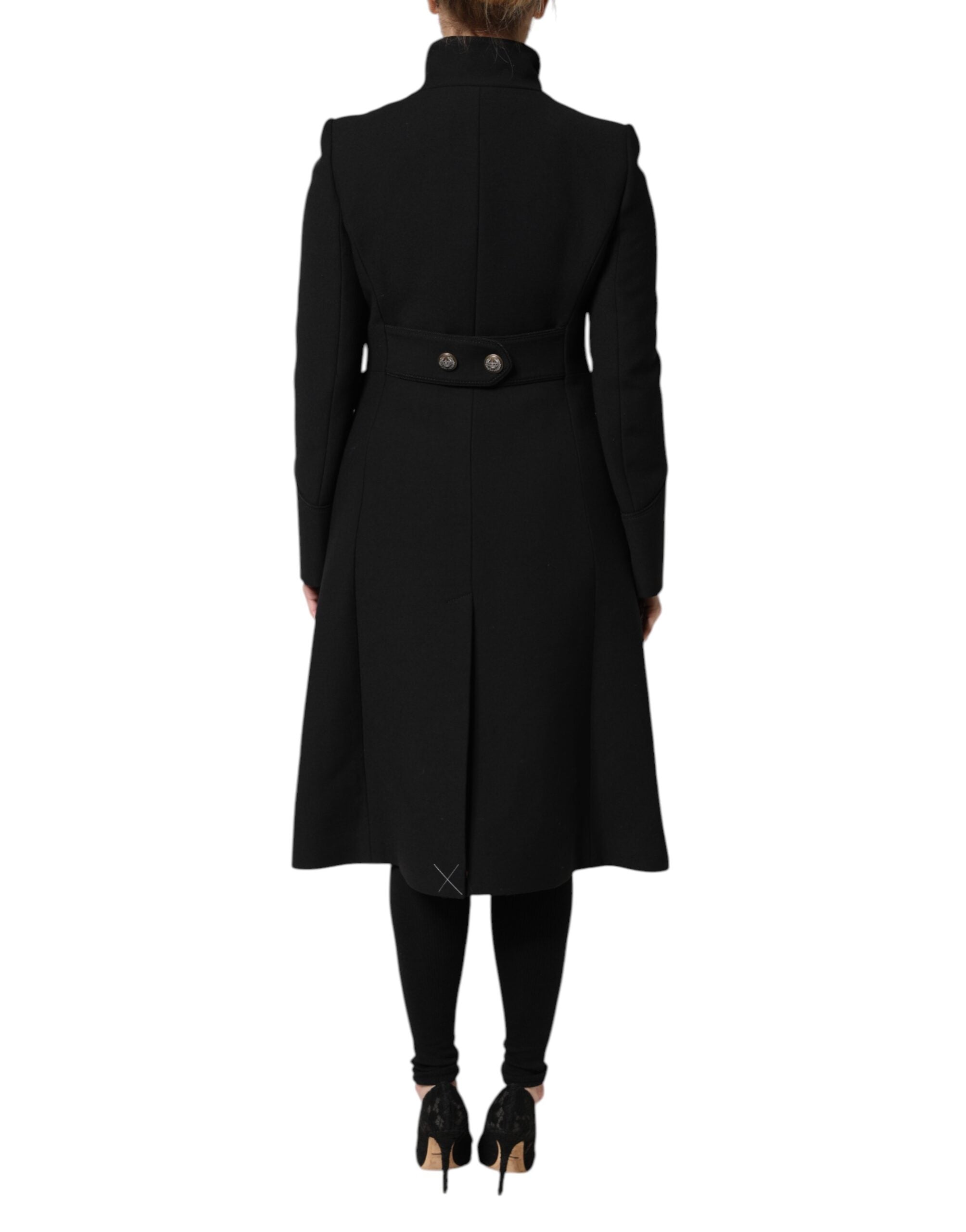 Black Wool Single Breasted Trench Coat Jacket - ventzia