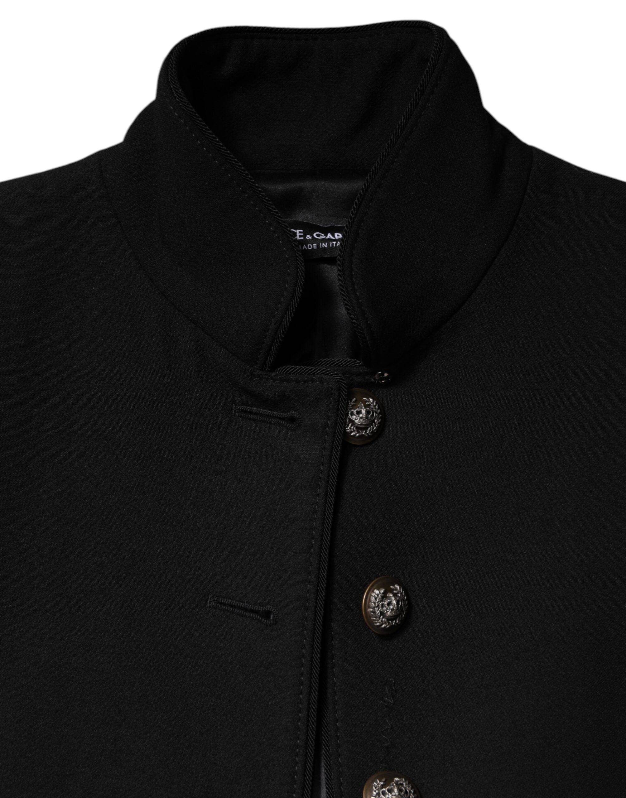Black Wool Single Breasted Trench Coat Jacket - ventzia
