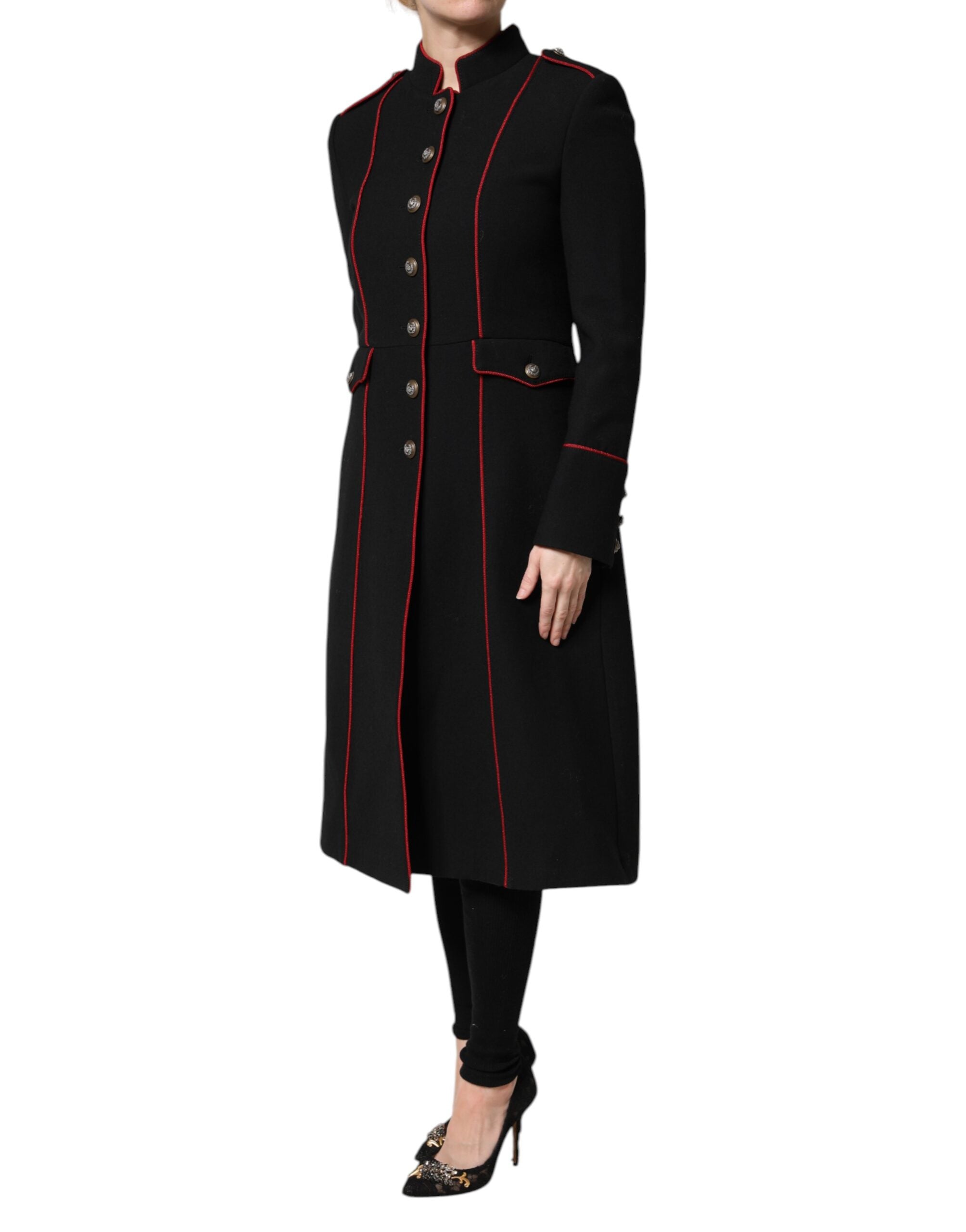 Black Wool Single Breasted Trench Coat Jacket - ventzia