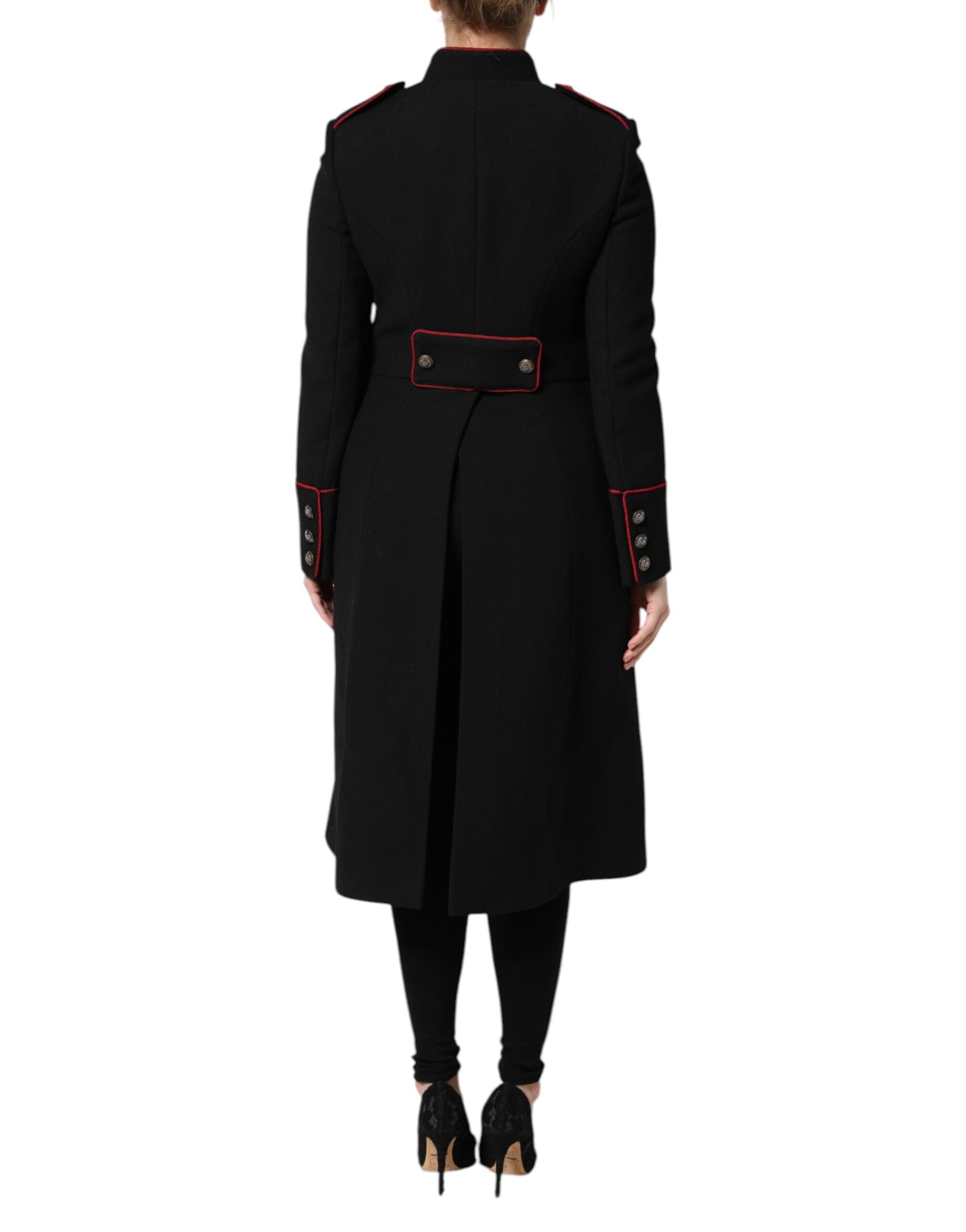 Black Wool Single Breasted Trench Coat Jacket - ventzia