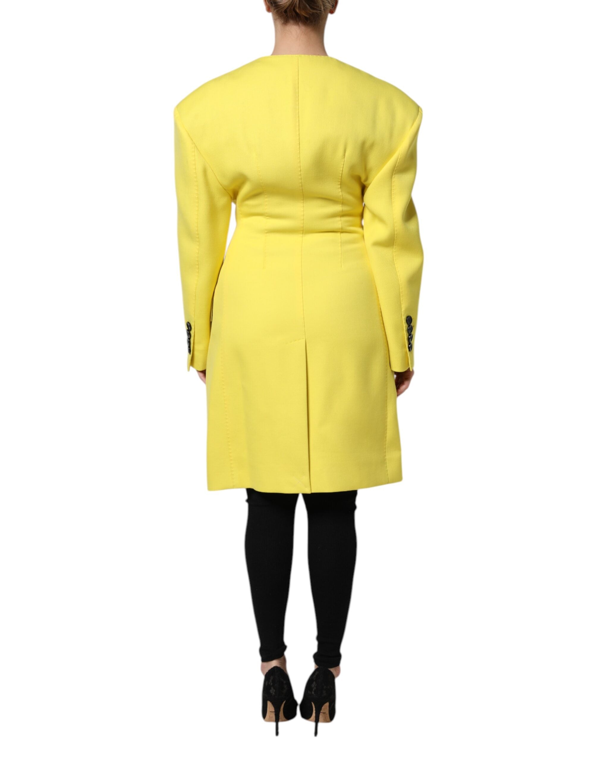 Yellow Double Breasted Trench Coat Jacket - ventzia