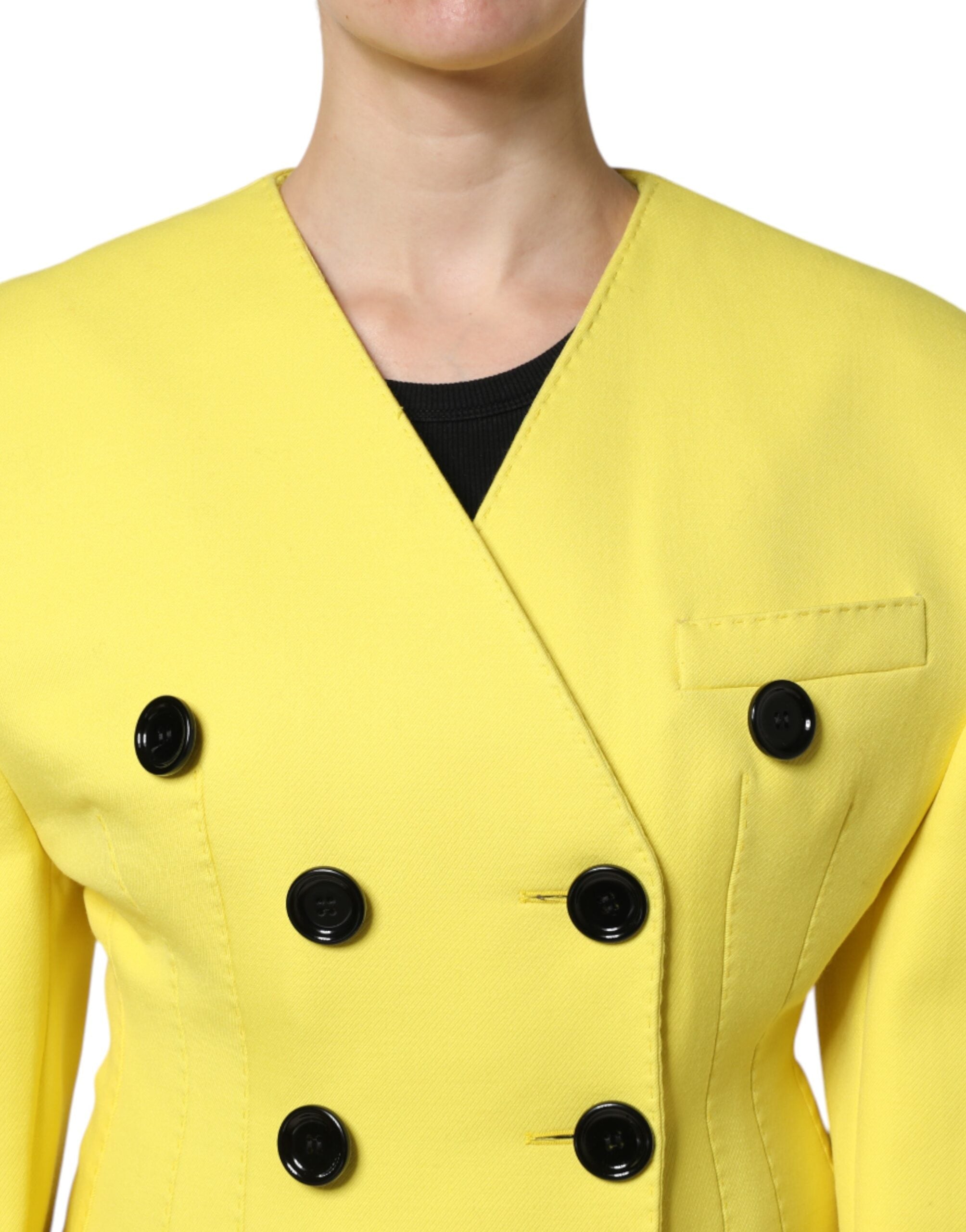 Yellow Double Breasted Trench Coat Jacket - ventzia