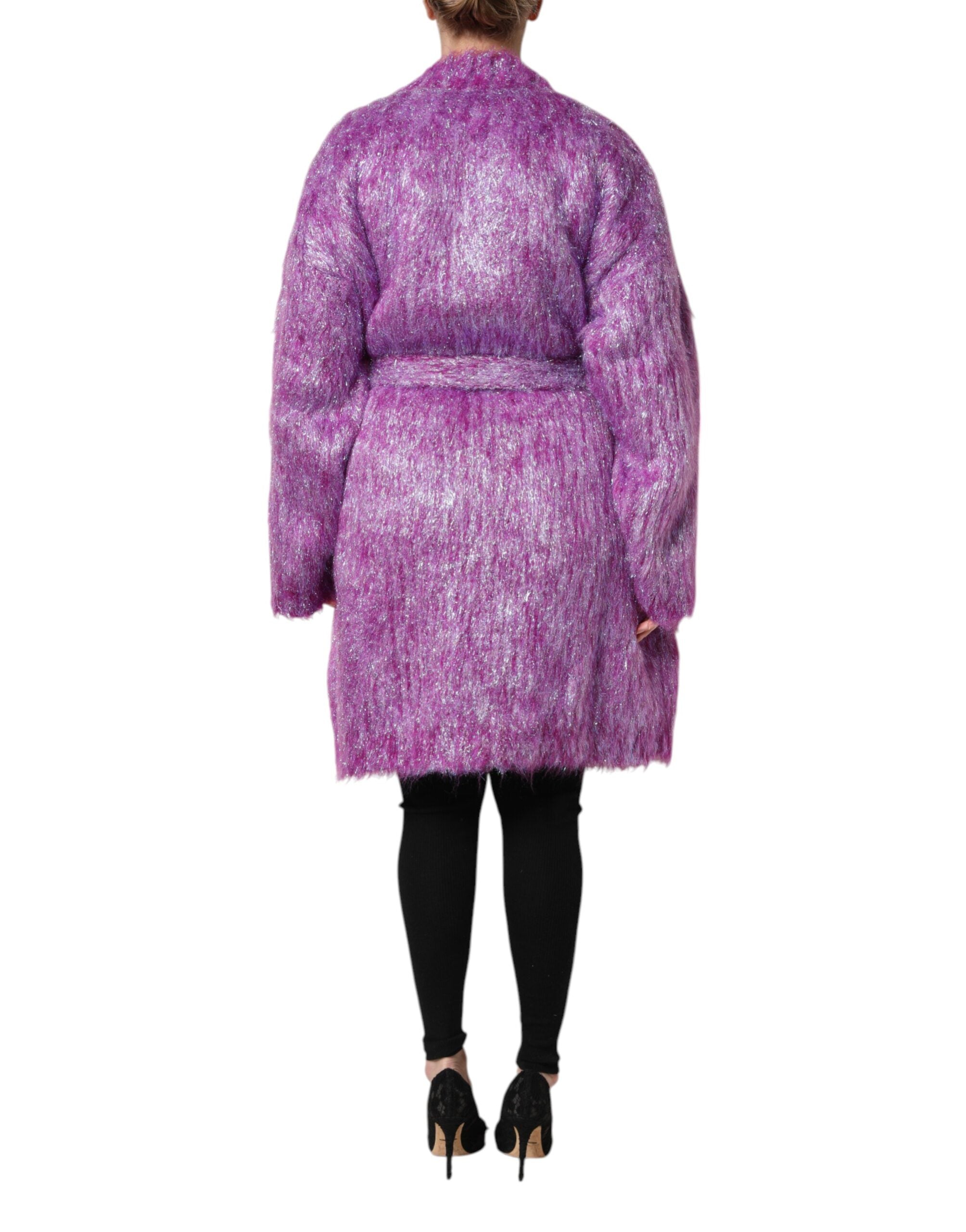 Purple Button Embellished Trench Coat Jacket - ventzia