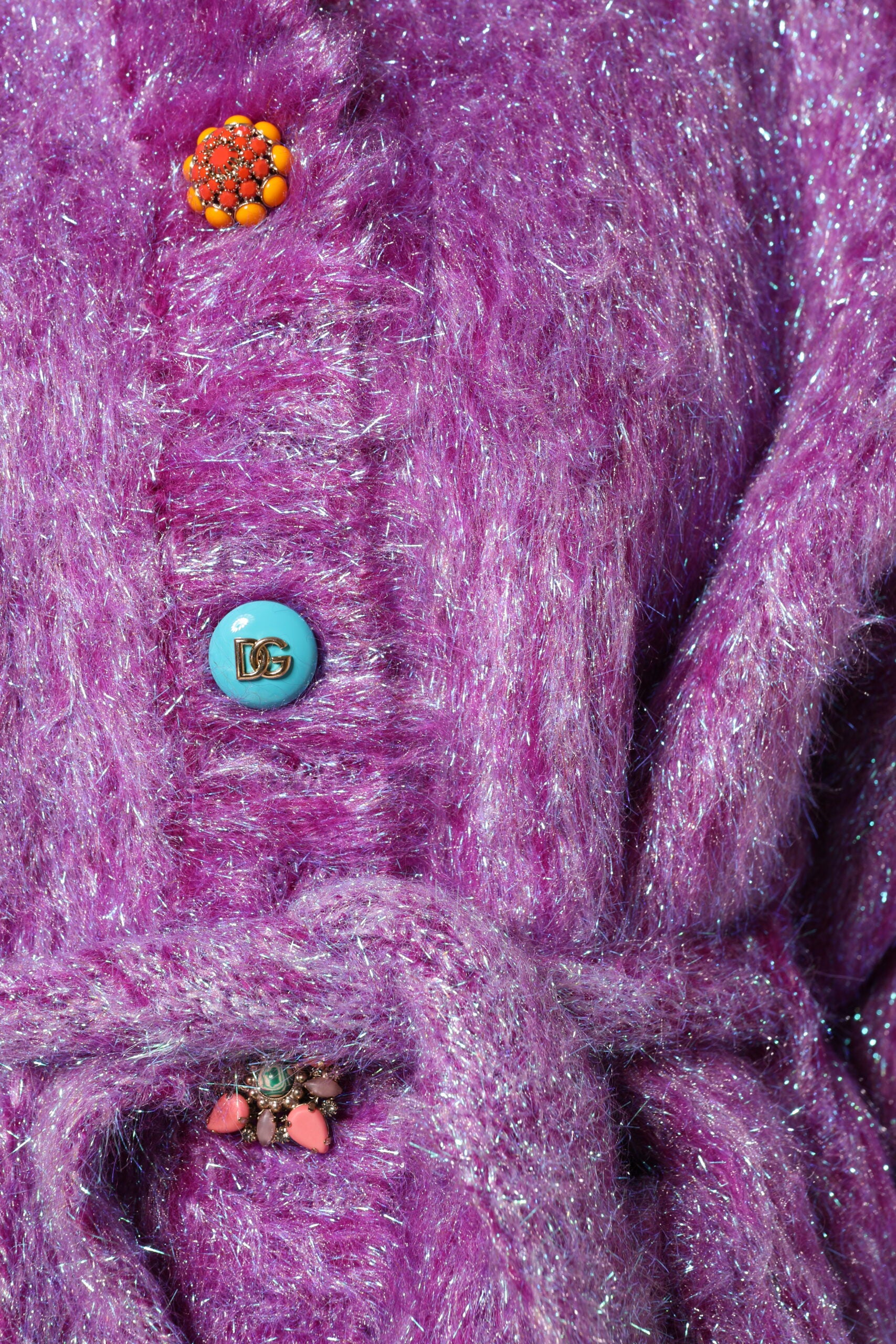 Purple Button Embellished Trench Coat Jacket - ventzia