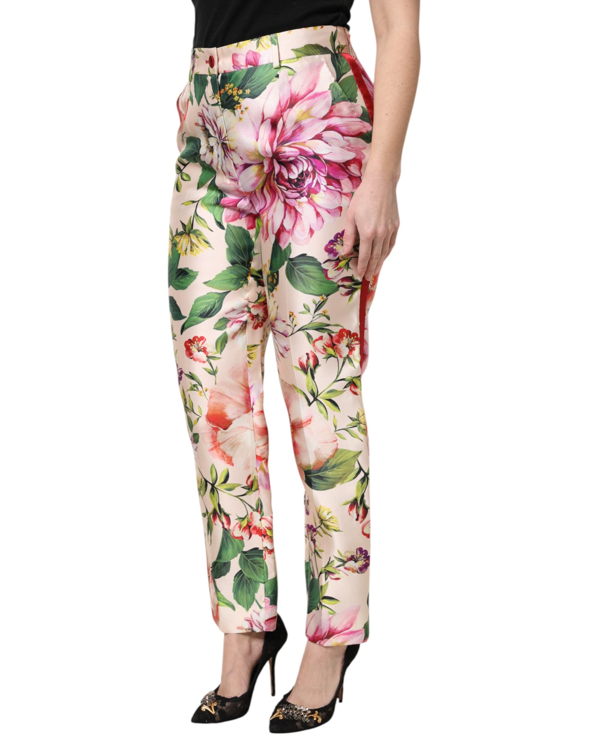 Multicolor Floral High Waist Straight Pants - ventzia