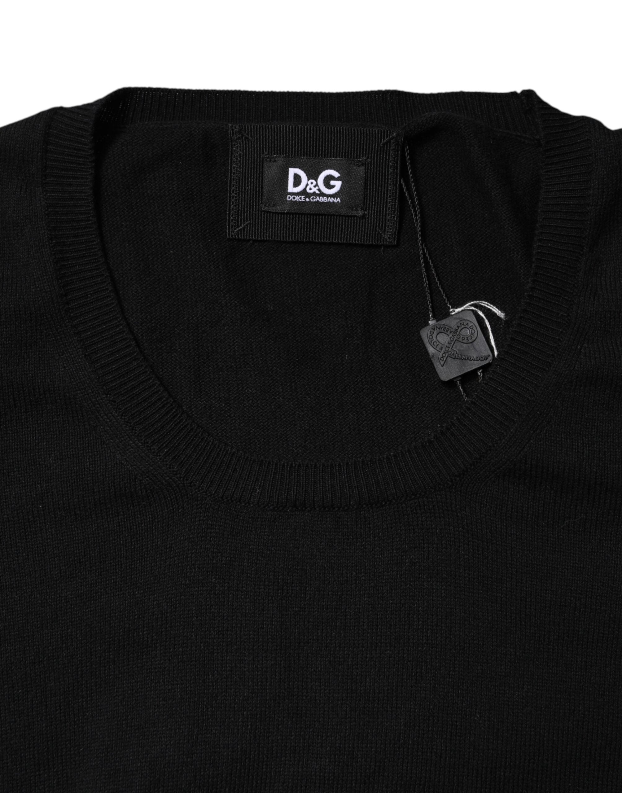 Black Cotton Round Neck Short Sleeve T-shirt - ventzia