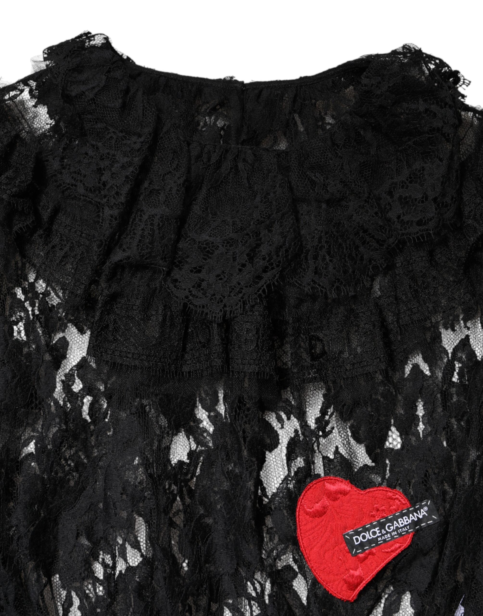 Black Cotton Floral Lace Women Blouse Top - ventzia