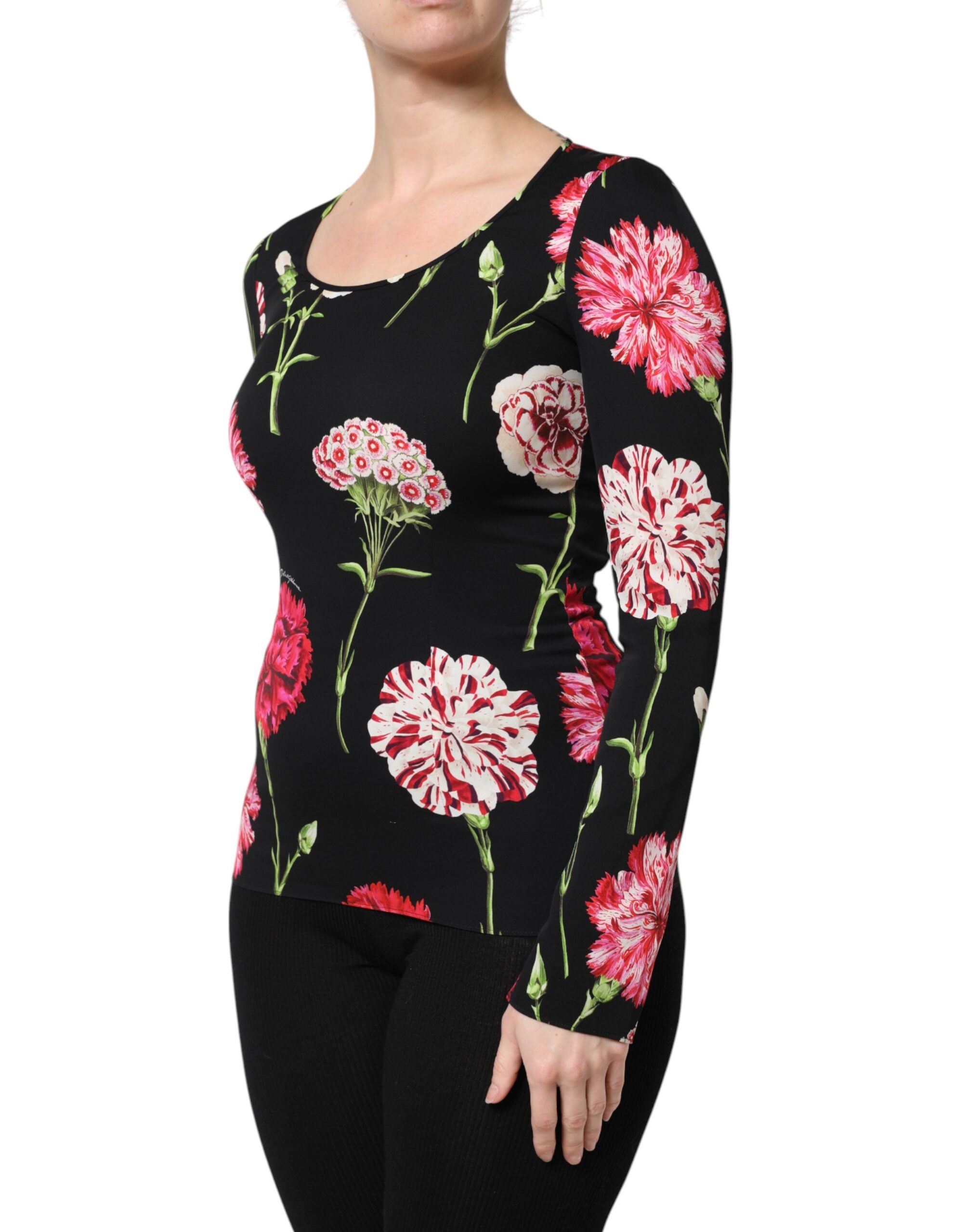 Black Floral Long Sleeve Women Blouse Top - ventzia