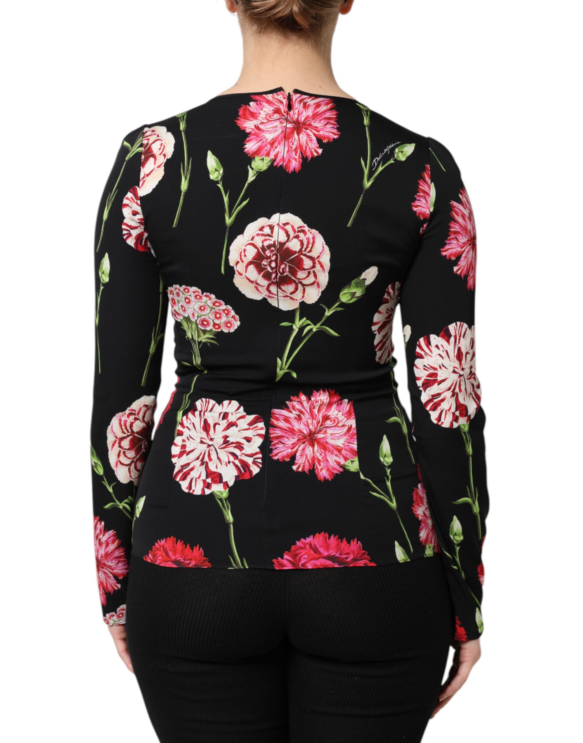 Black Floral Long Sleeve Women Blouse Top - ventzia
