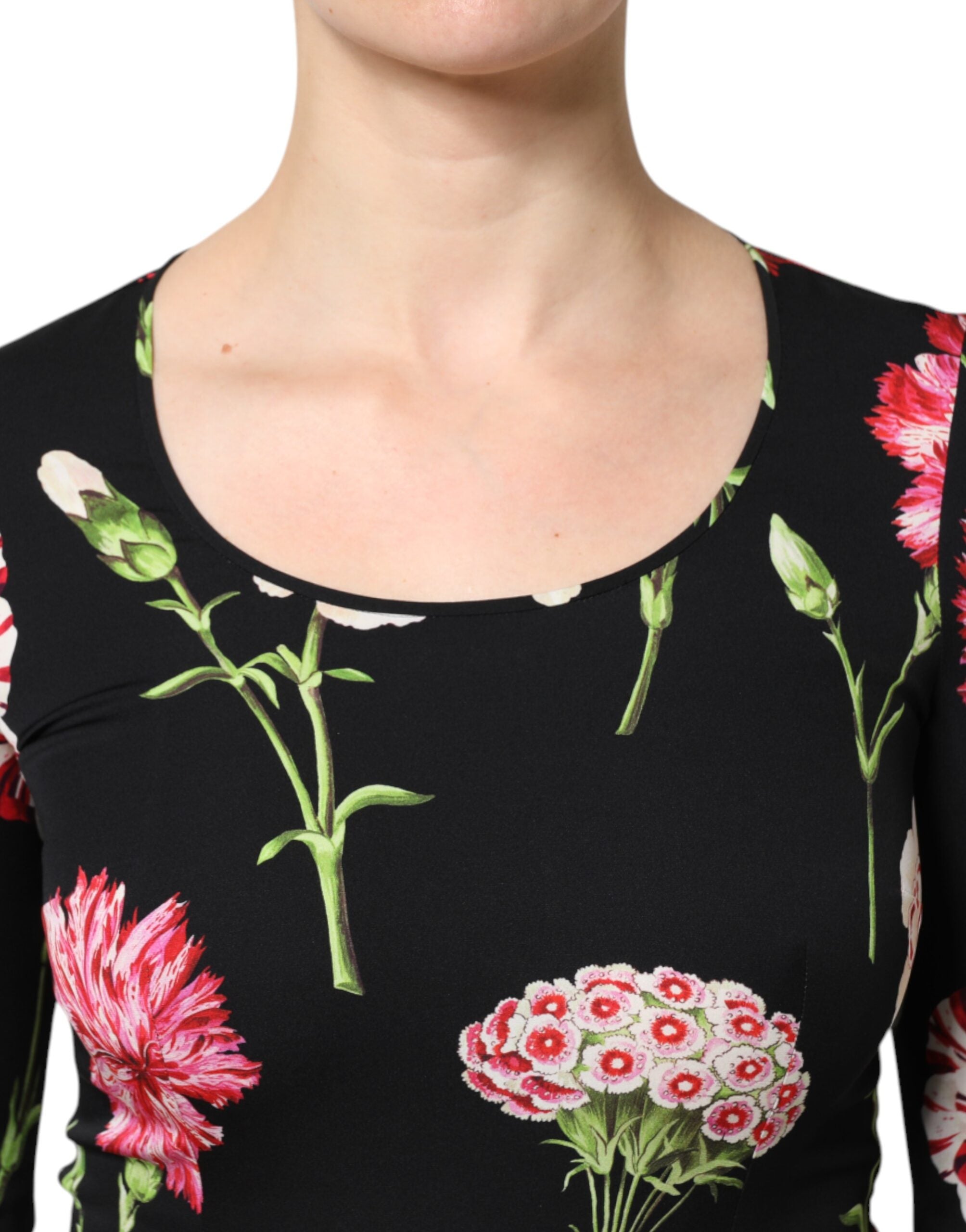 Black Floral Long Sleeve Women Blouse Top - ventzia