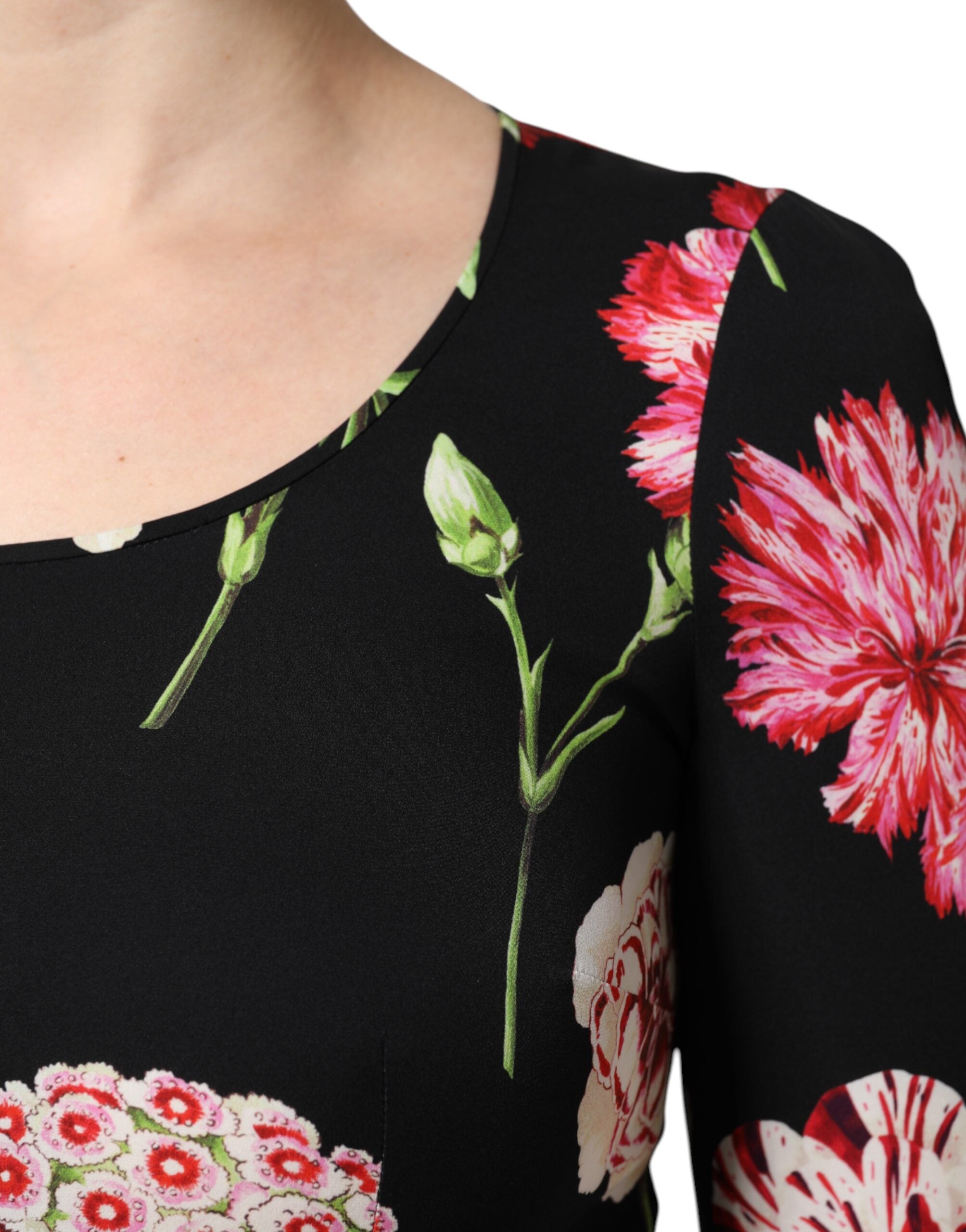 Black Floral Long Sleeve Women Blouse Top - ventzia