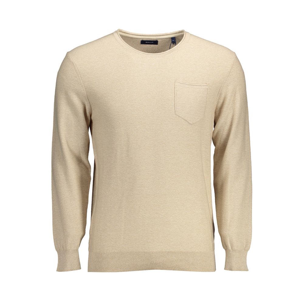 Beige Cotton Men Sweater - ventzia