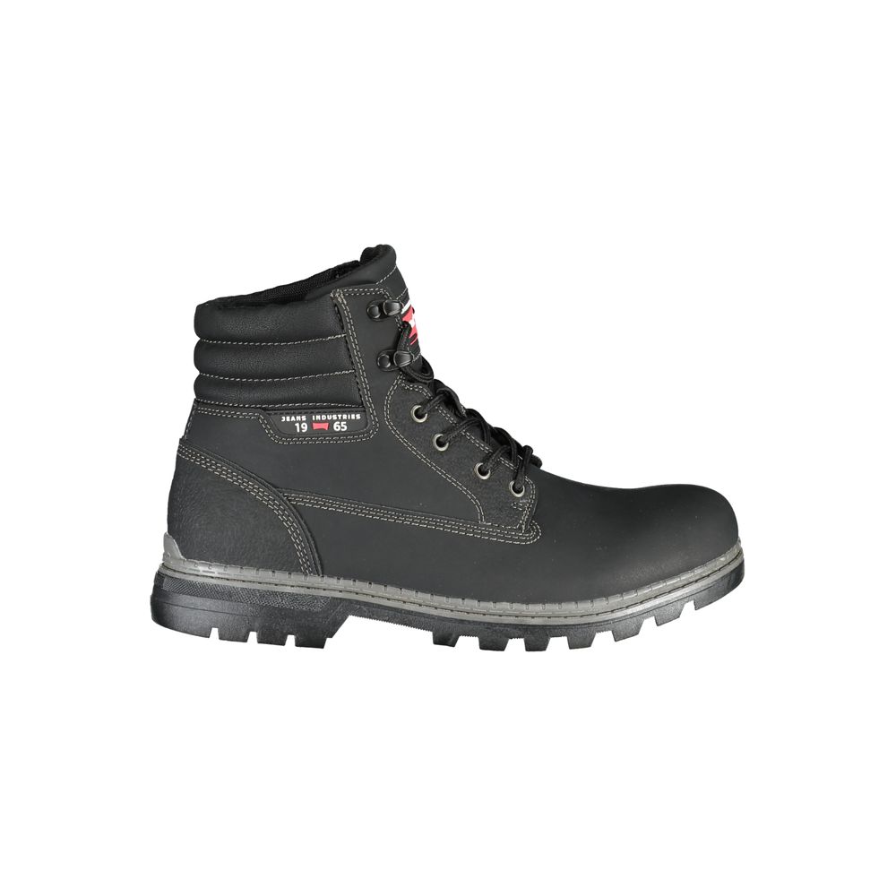 Black Polyester Men Boot - ventzia