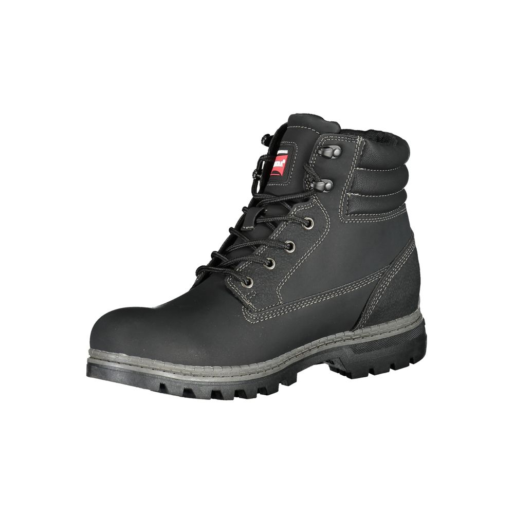 Black Polyester Men Boot - ventzia