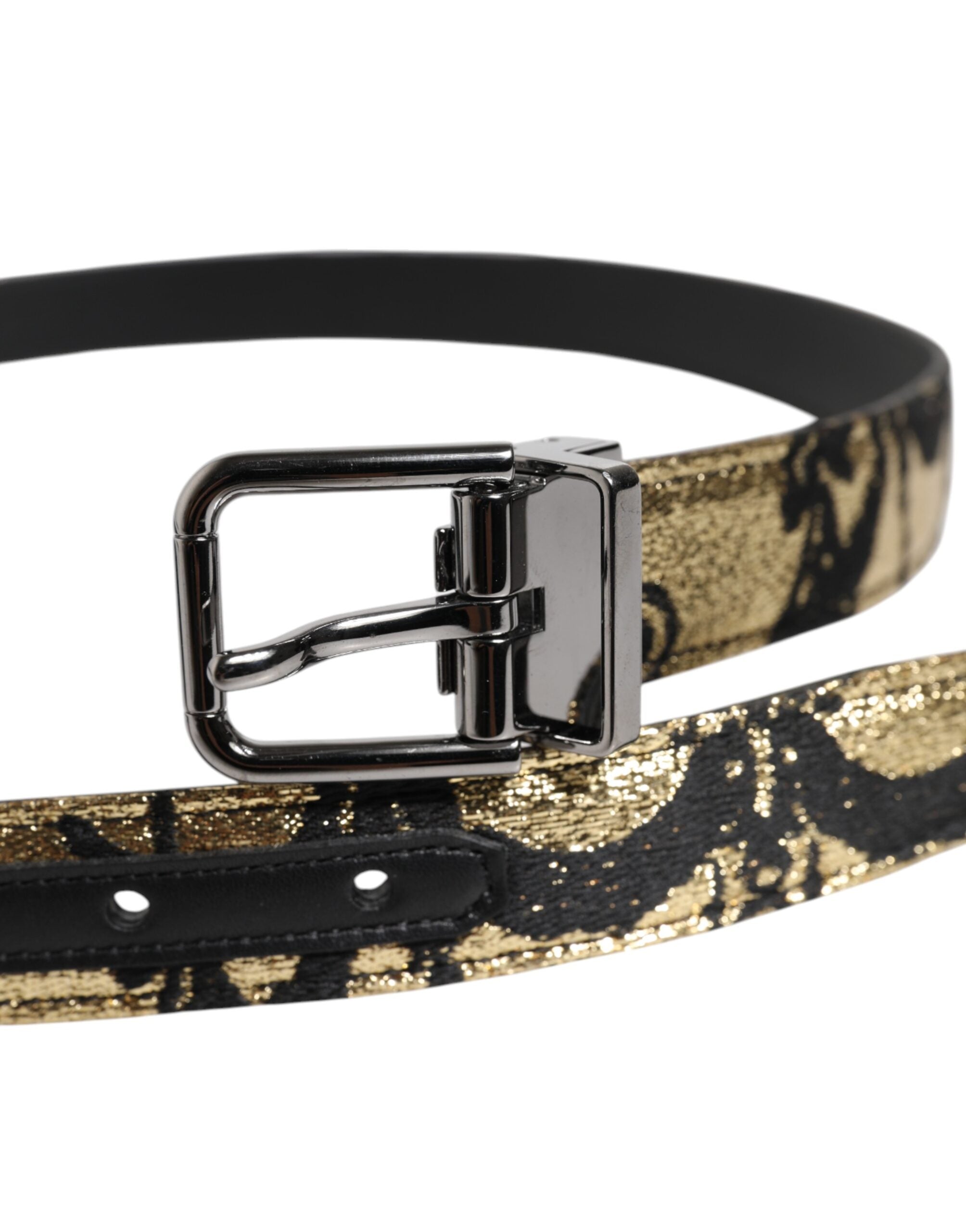 Multicolor Jacquard Leather Metal Buckle Belt - ventzia