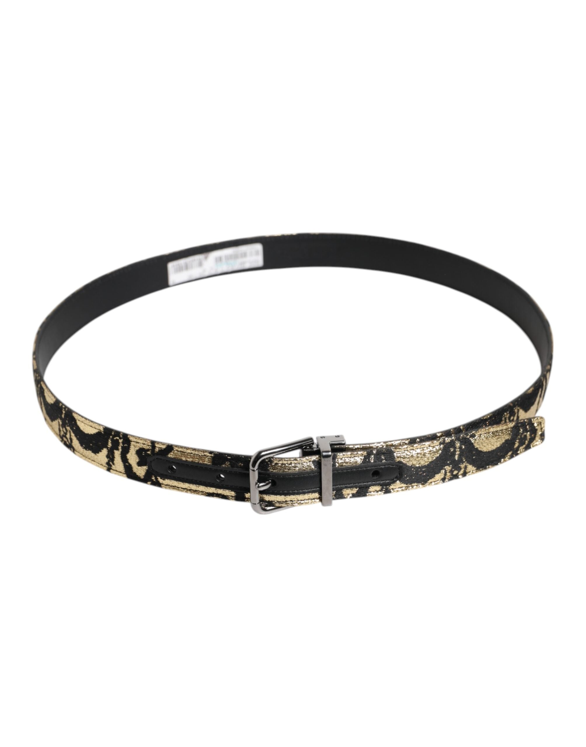 Multicolor Jacquard Leather Metal Buckle Belt - ventzia