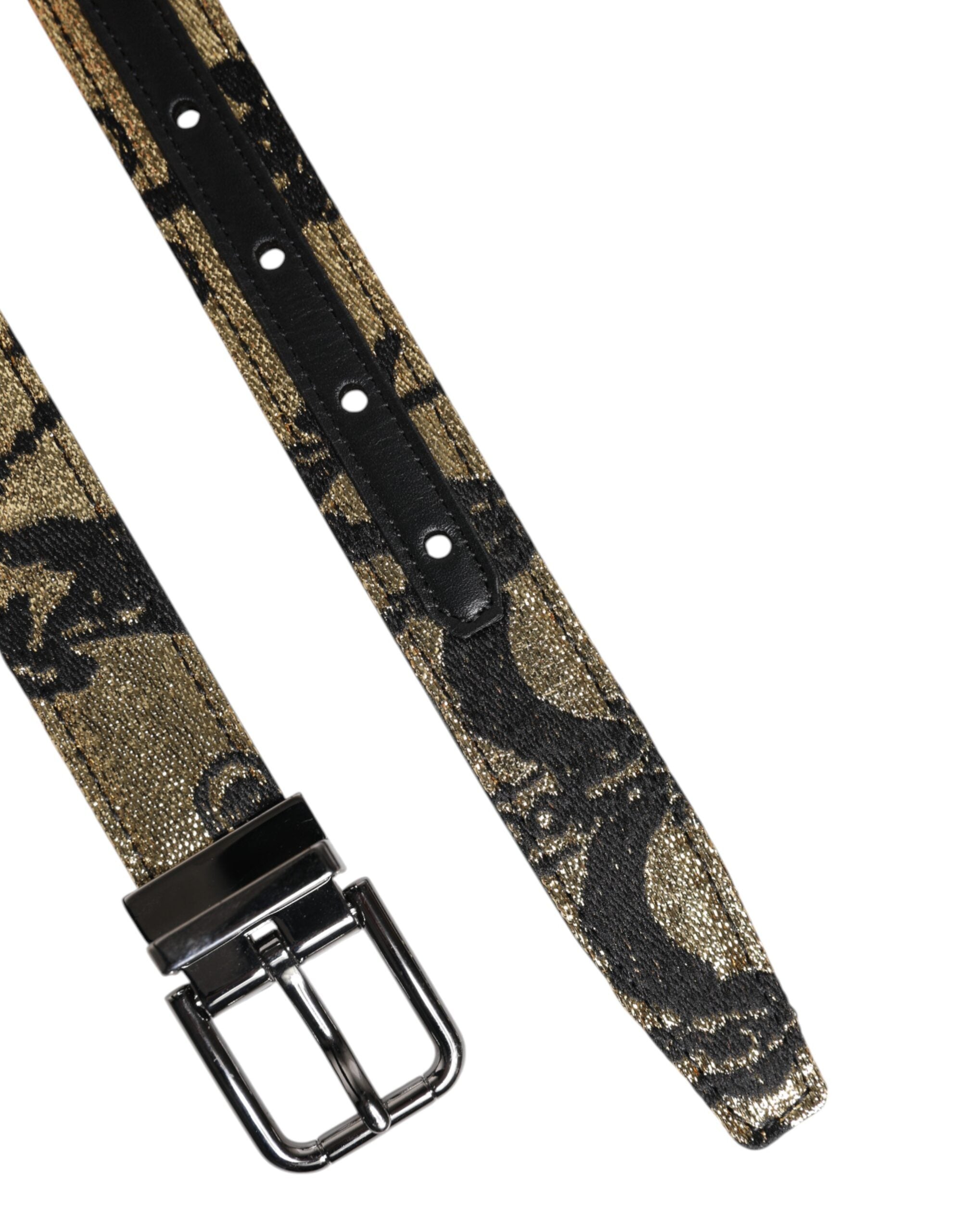 Multicolor Jacquard Leather Metal Buckle Belt - ventzia