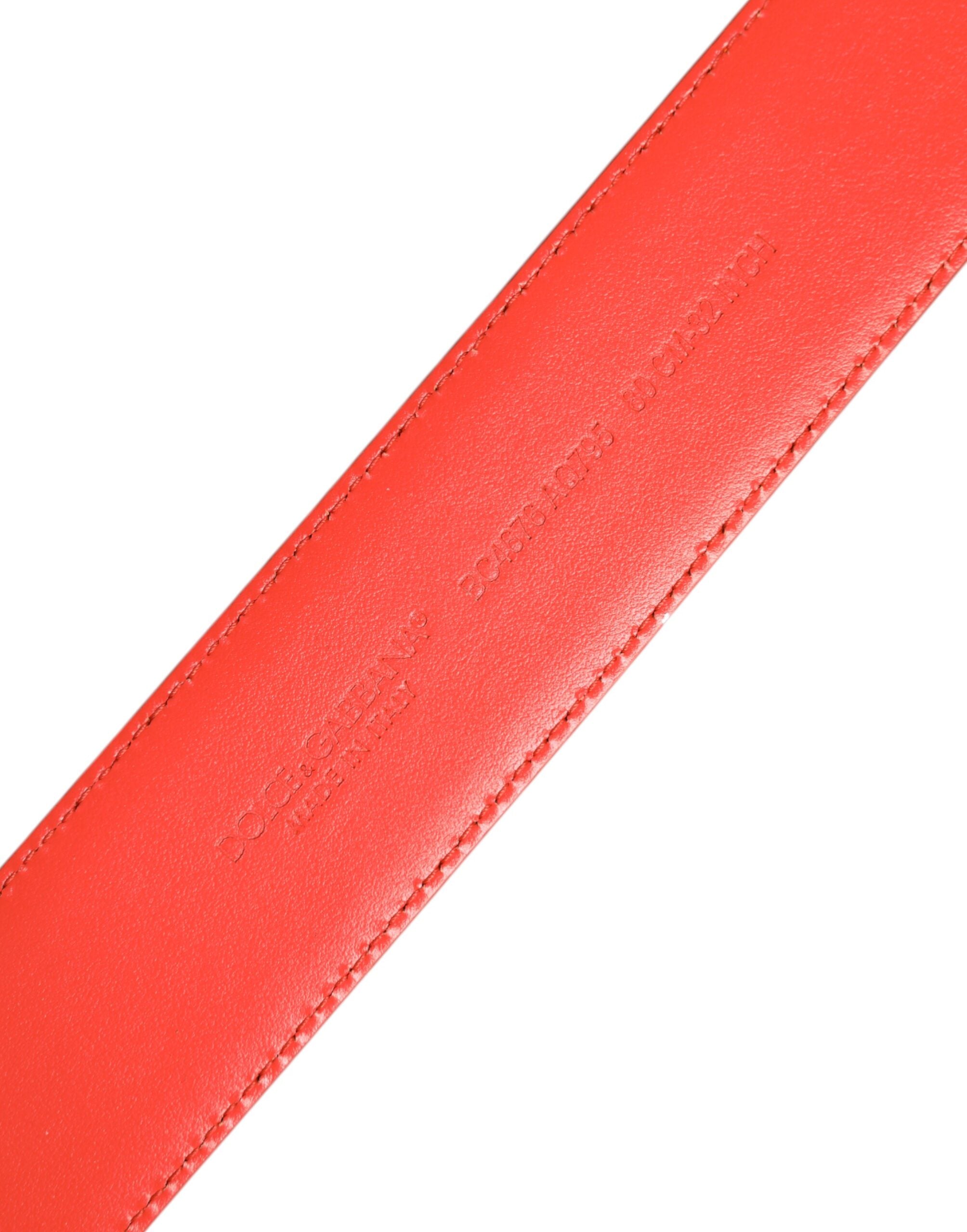 Orange Gold Tone Metal Logo Buckle Belt - ventzia