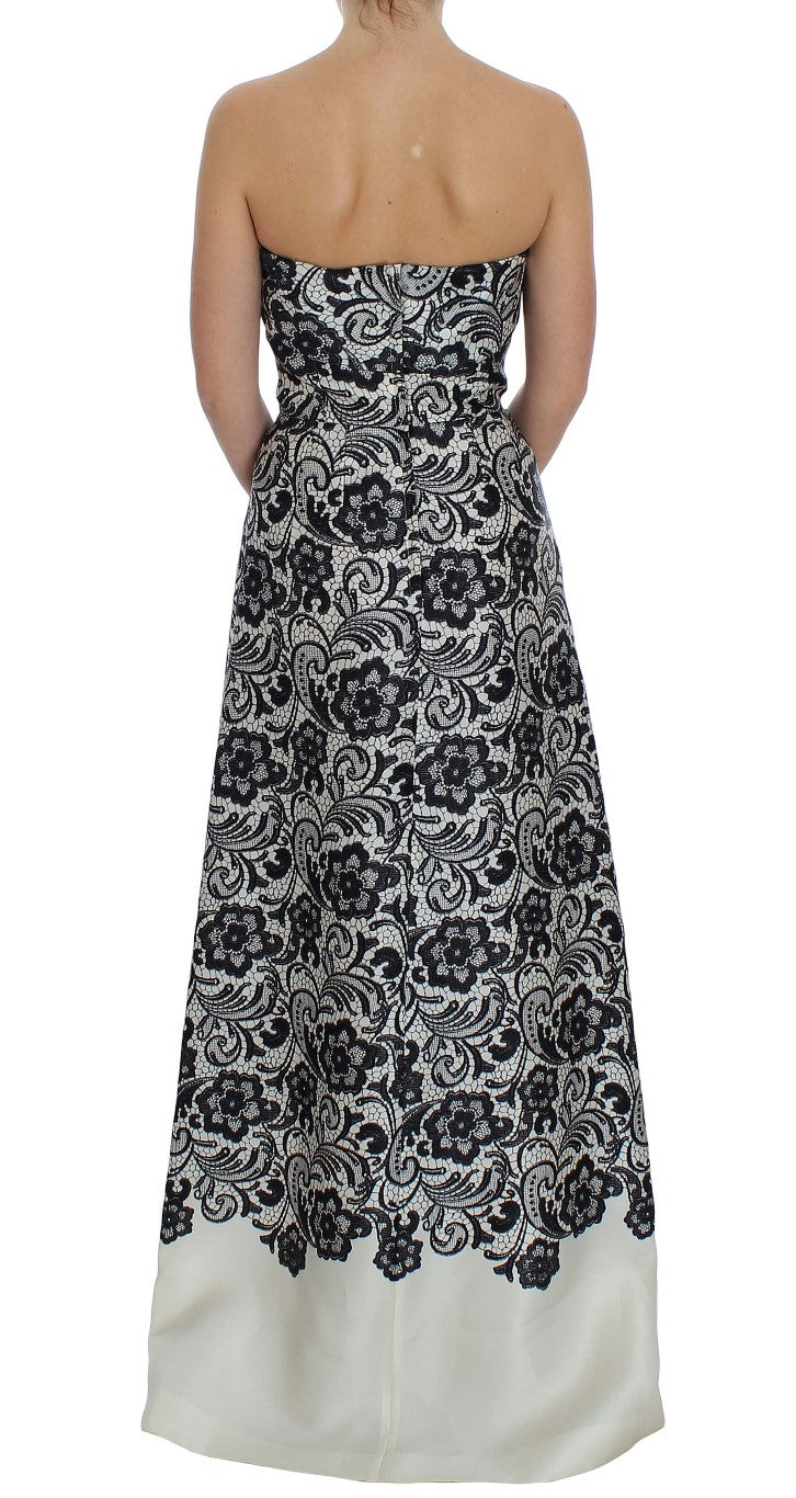 Elegant Silk Lace Corset Maxi Dress - ventzia