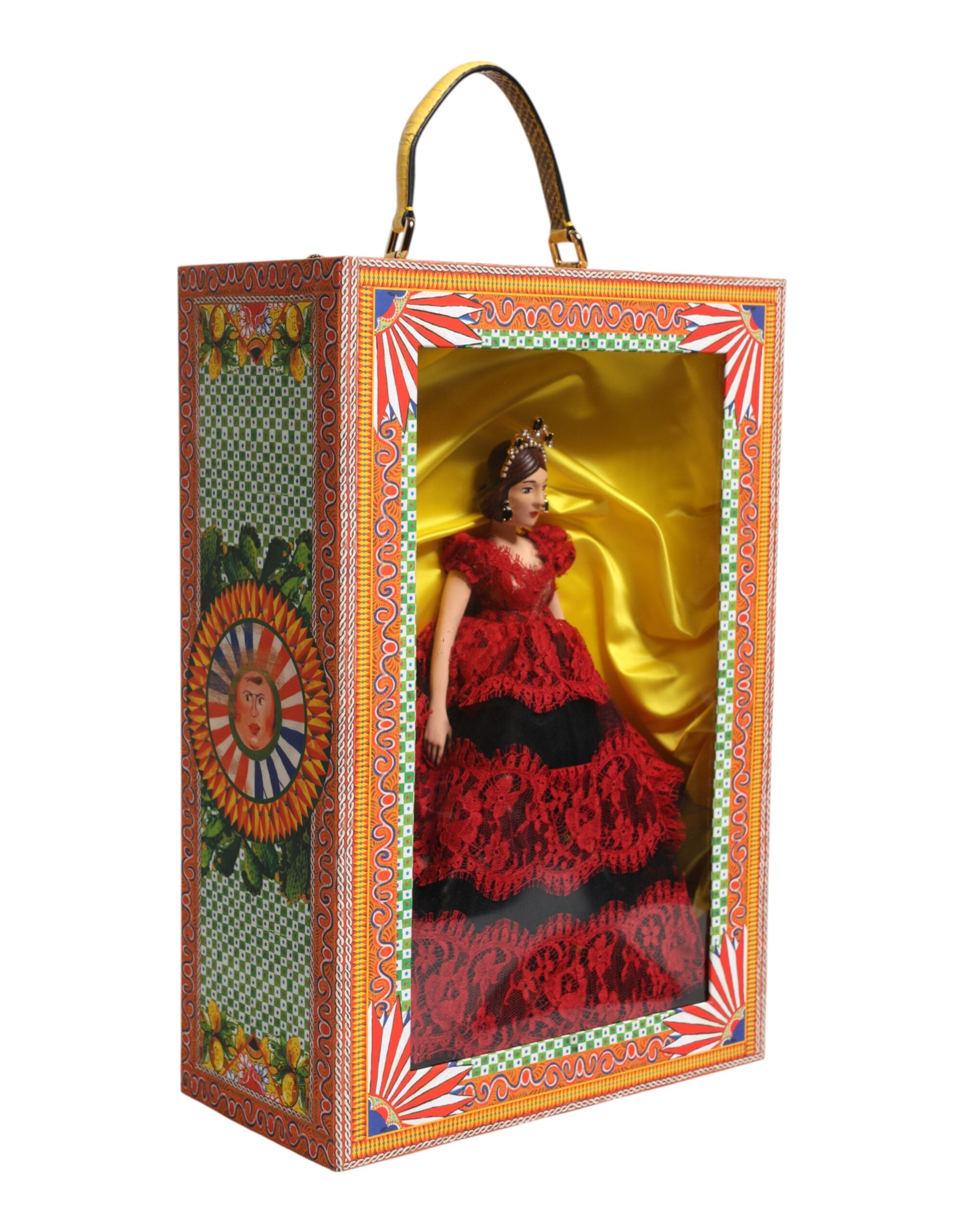 Red Dress Ceramic Porcelain Fashion Box Leather Sicily Dolls - ventzia