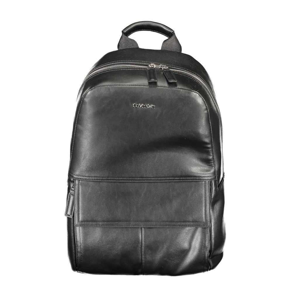 Black Polyester Men Backpack - ventzia