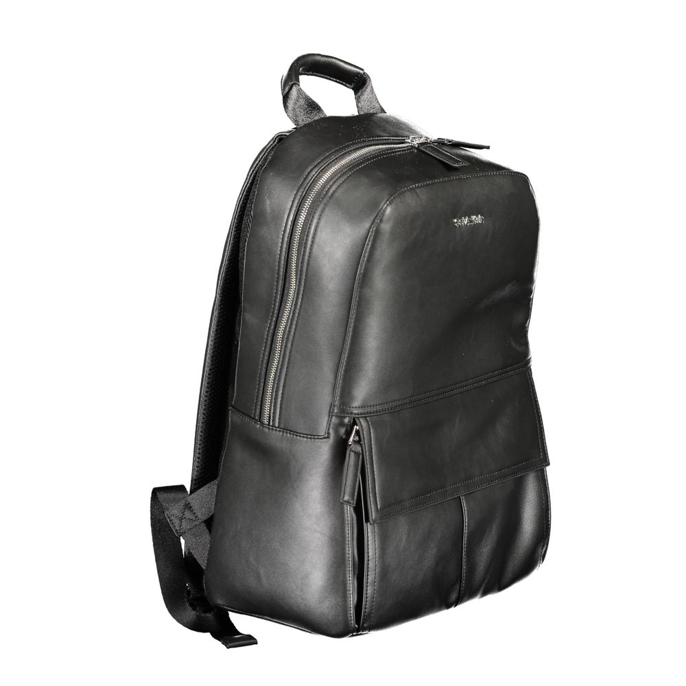 Black Polyester Men Backpack - ventzia