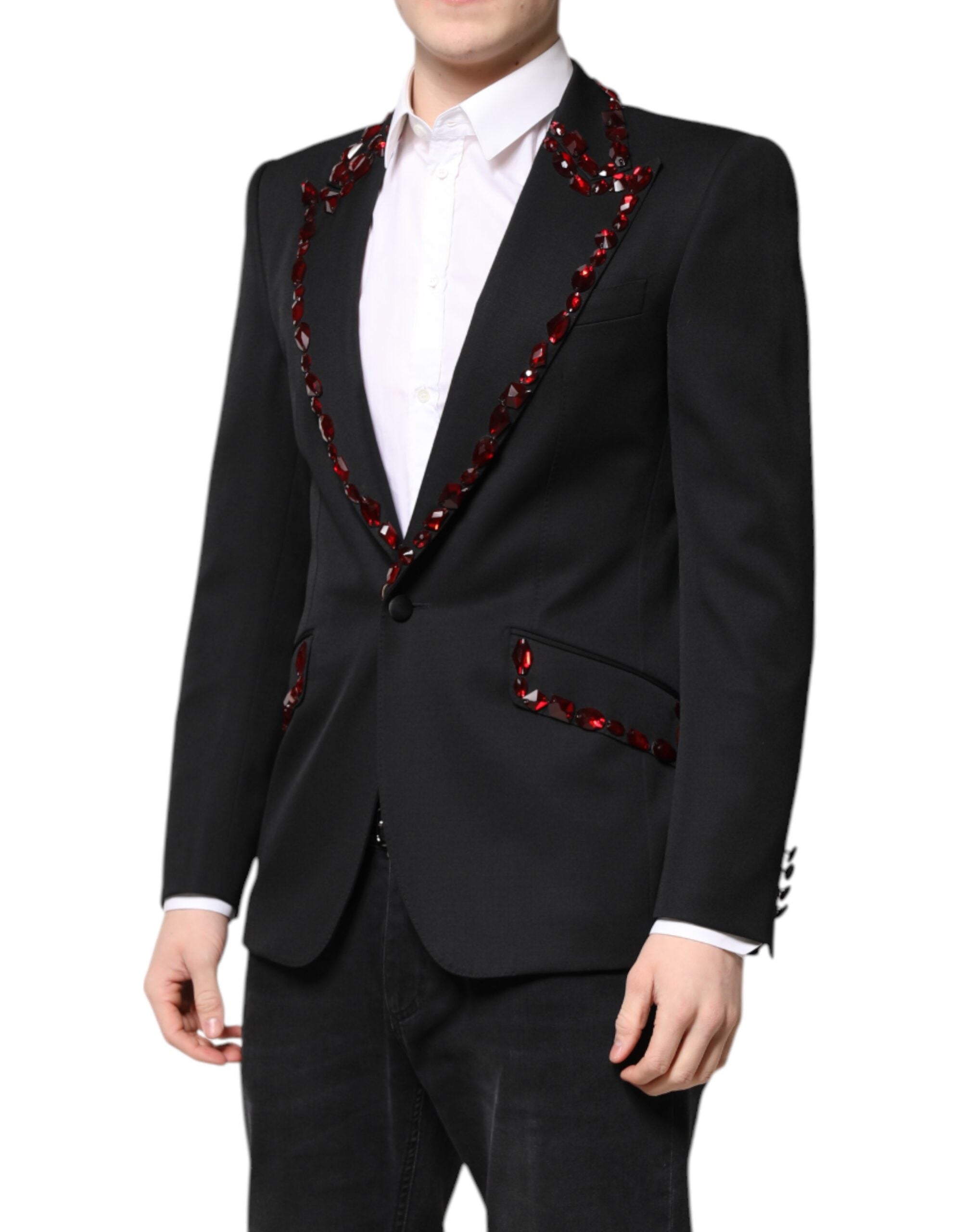 Black SICILIA CrystalEmbellished Coat Blazer - ventzia