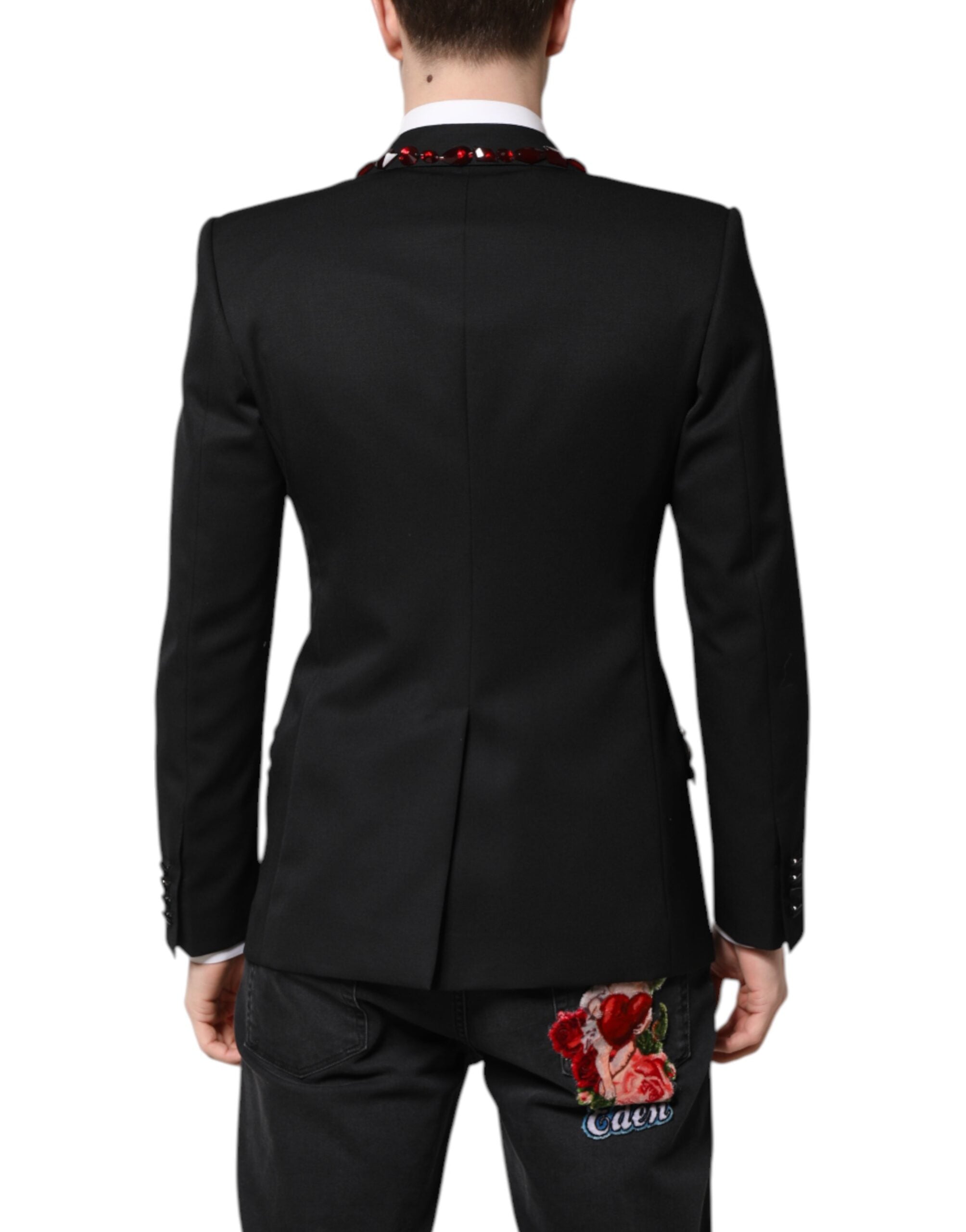 Black SICILIA CrystalEmbellished Coat Blazer - ventzia