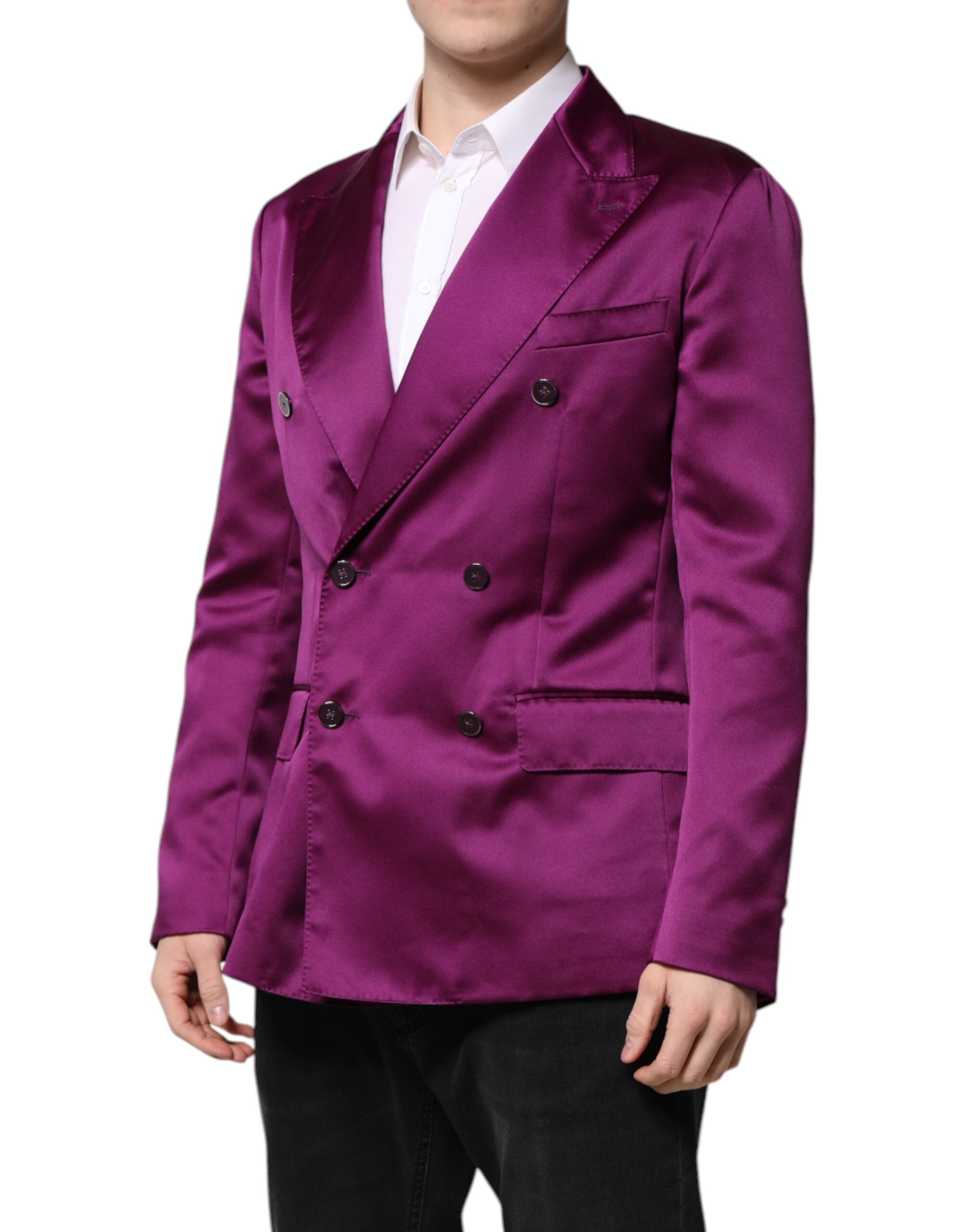 Purple Double Breasted Men Suit Coat Blazer - ventzia