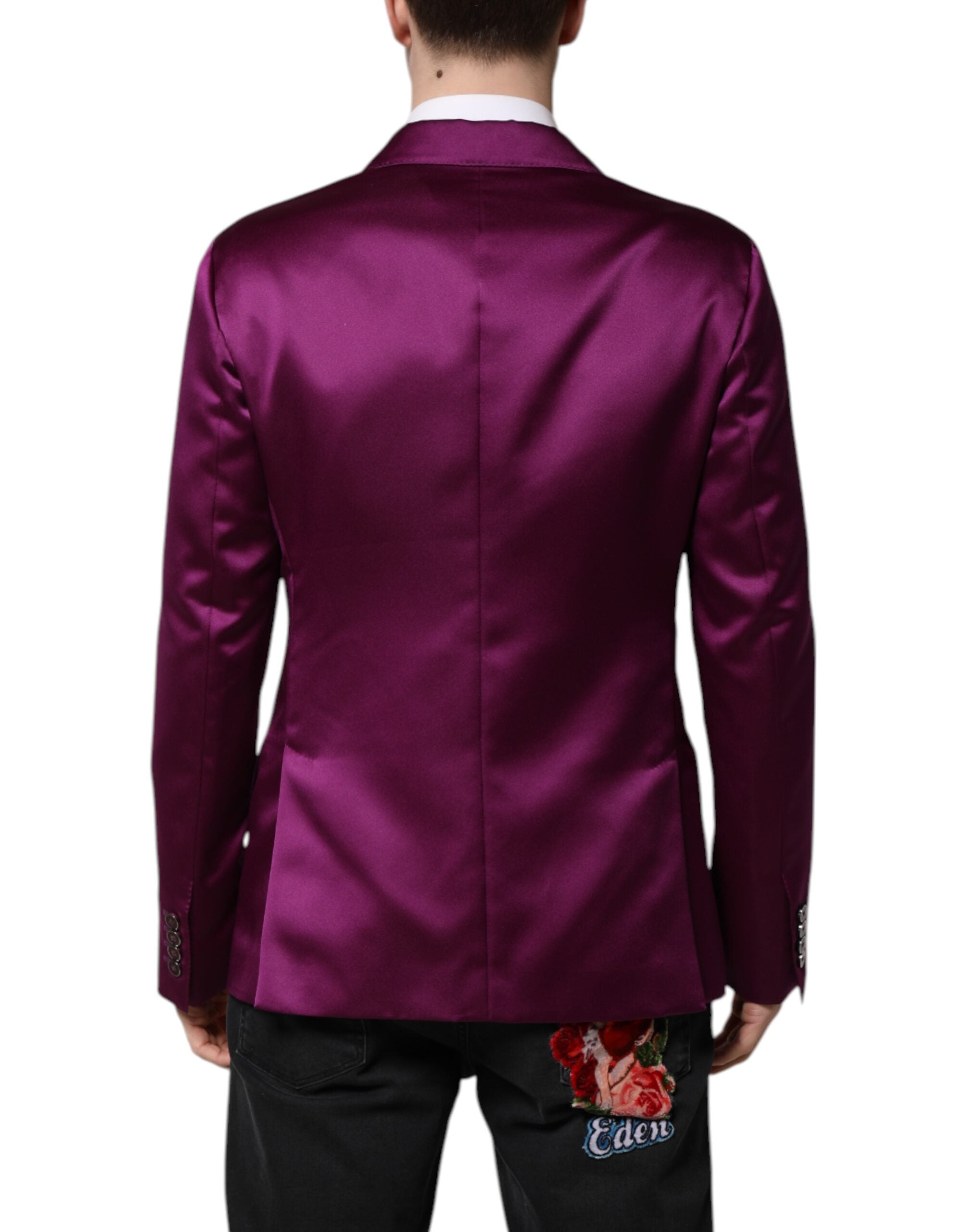 Purple Double Breasted Men Suit Coat Blazer - ventzia
