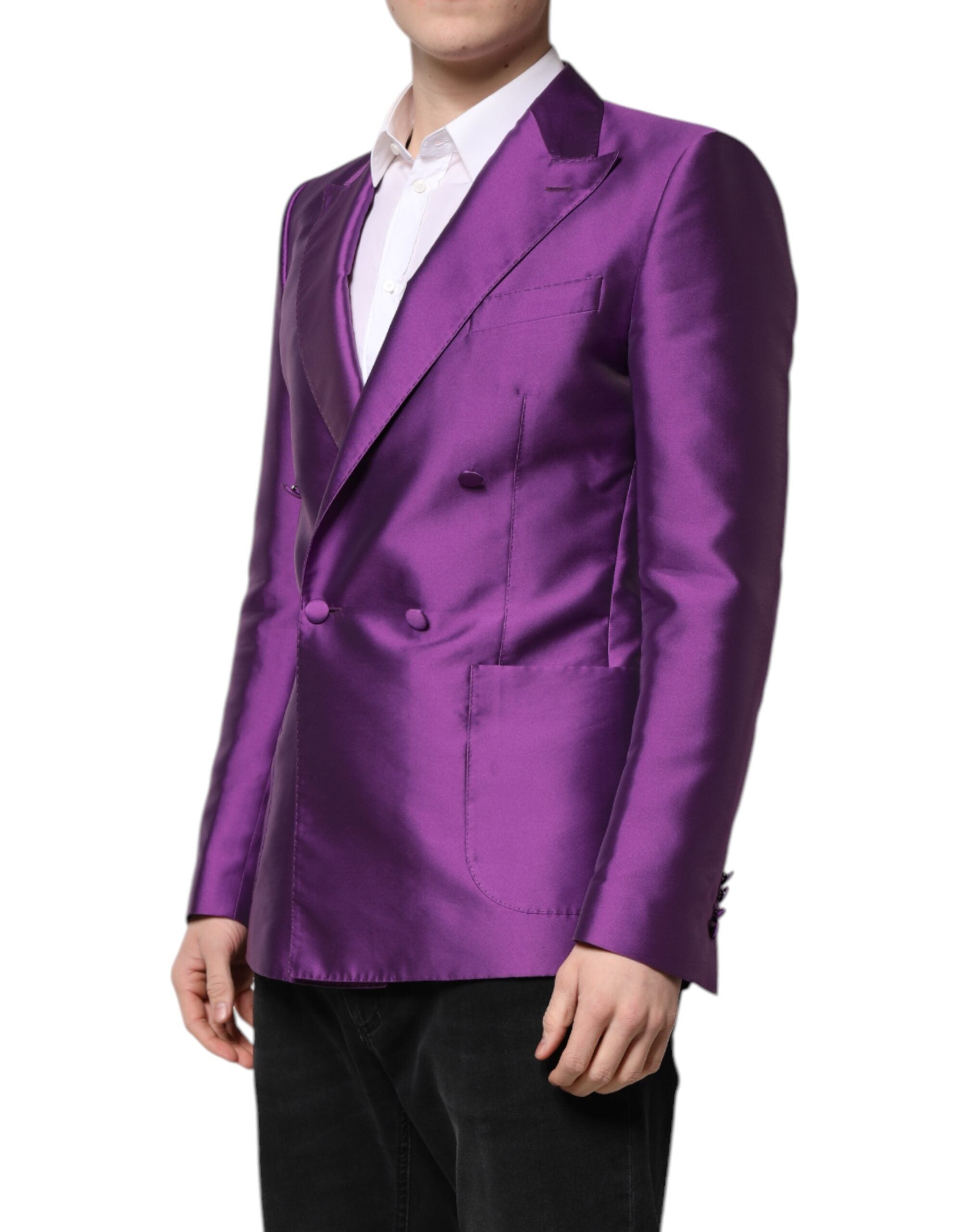Purple Double Breasted Men Suit Coat Blazer - ventzia