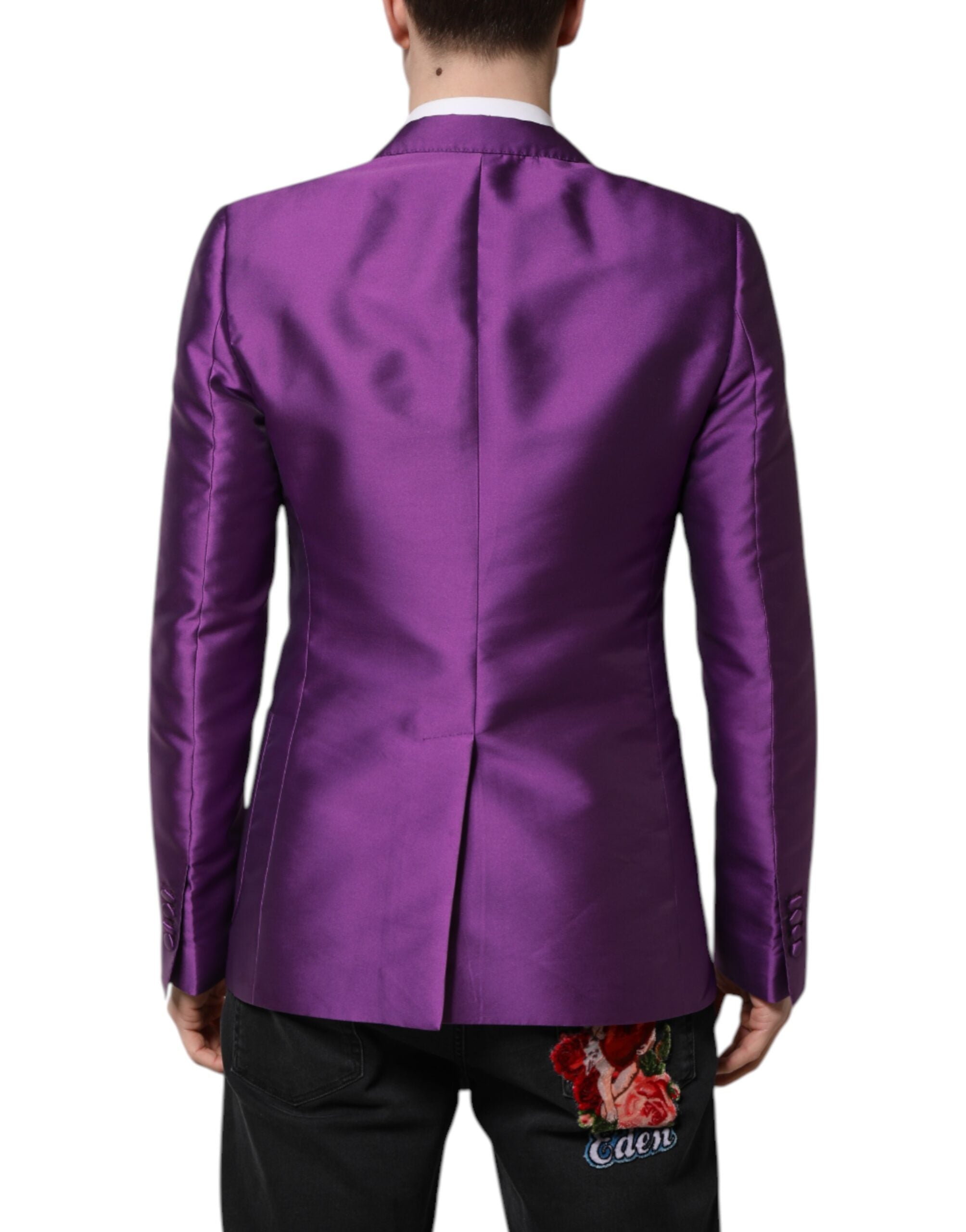 Purple Double Breasted Men Suit Coat Blazer - ventzia