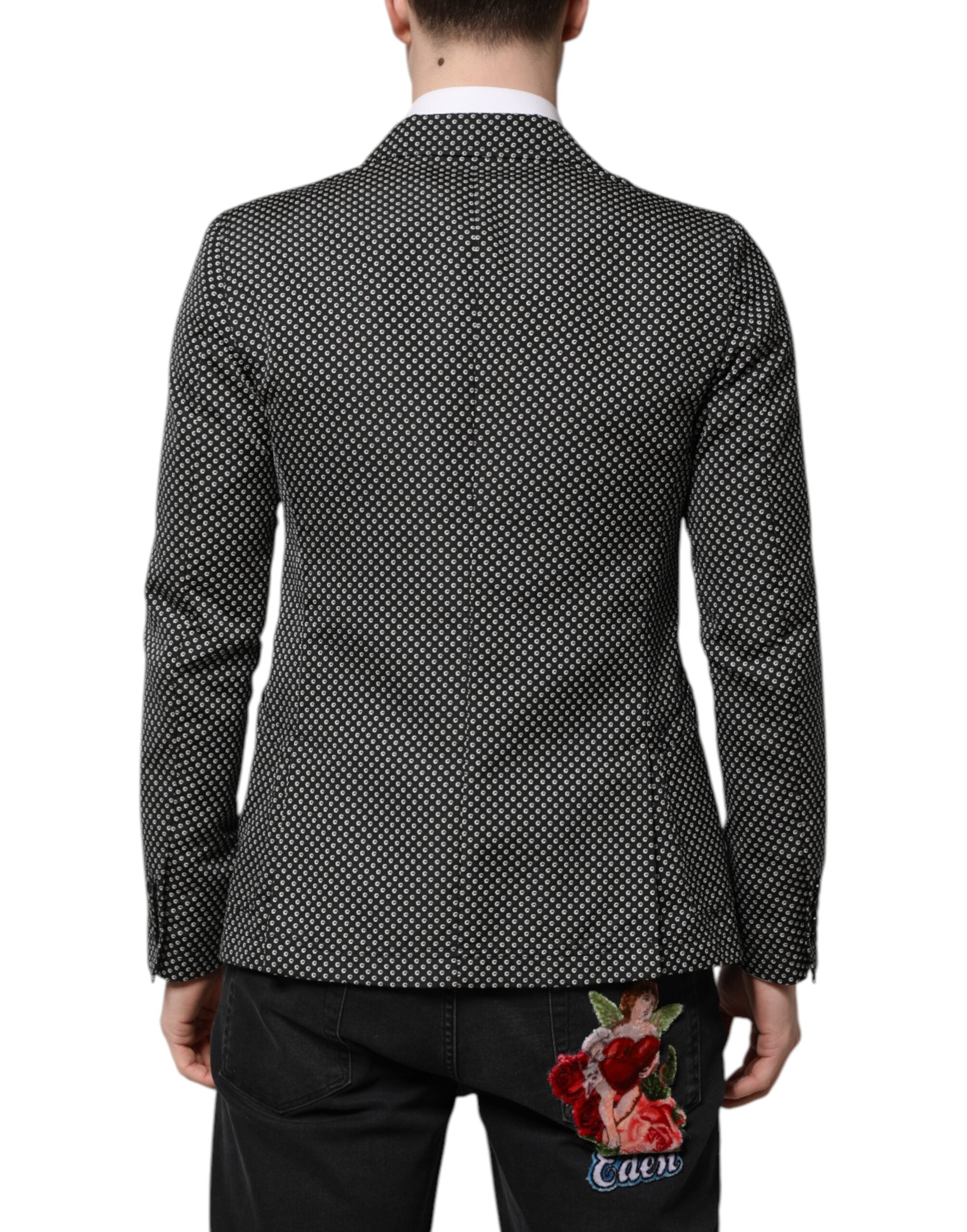 Black White Patterned Men Suit Coat Blazer - ventzia