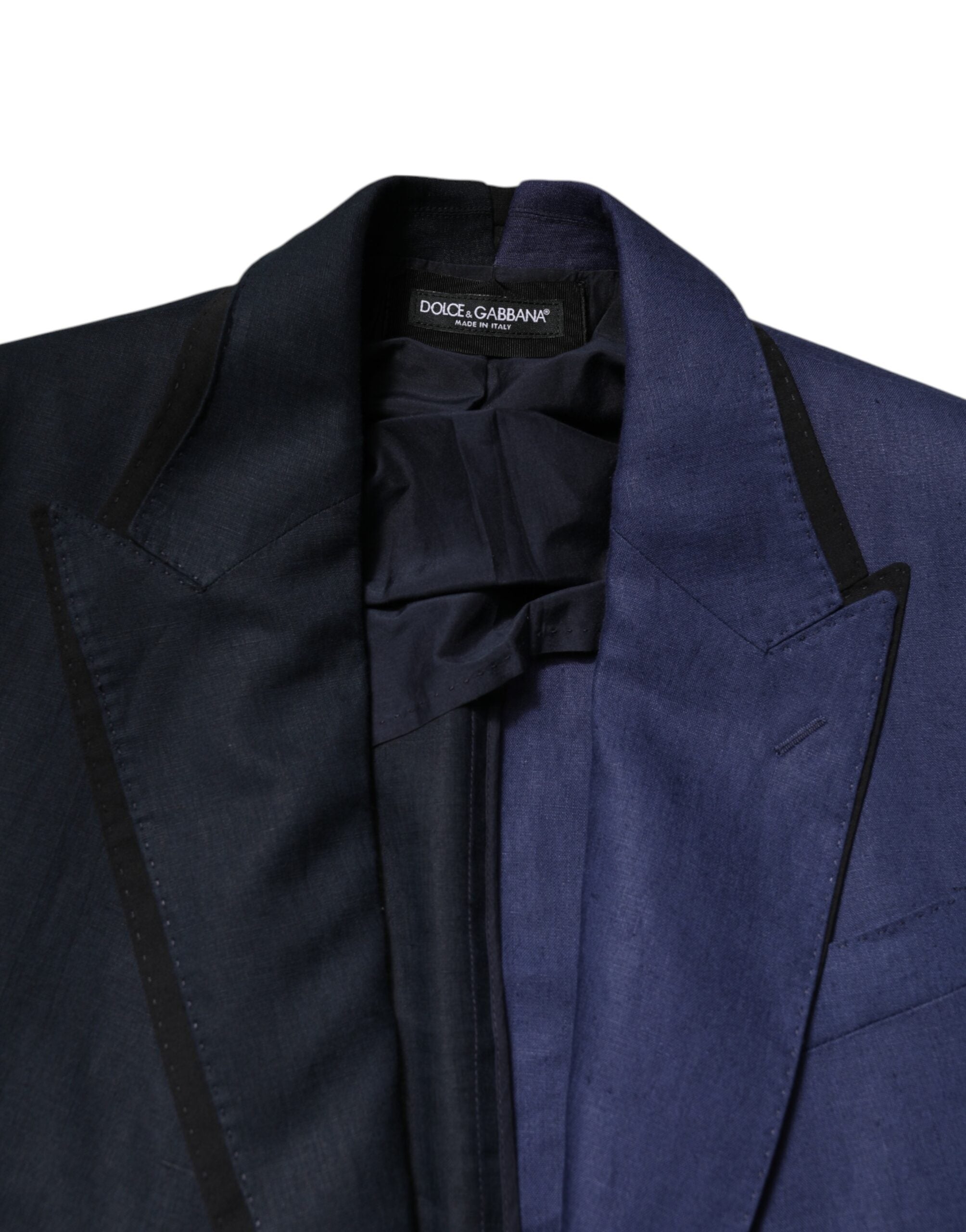 Navy Blue Double Breasted Suit Coat Blazer - ventzia