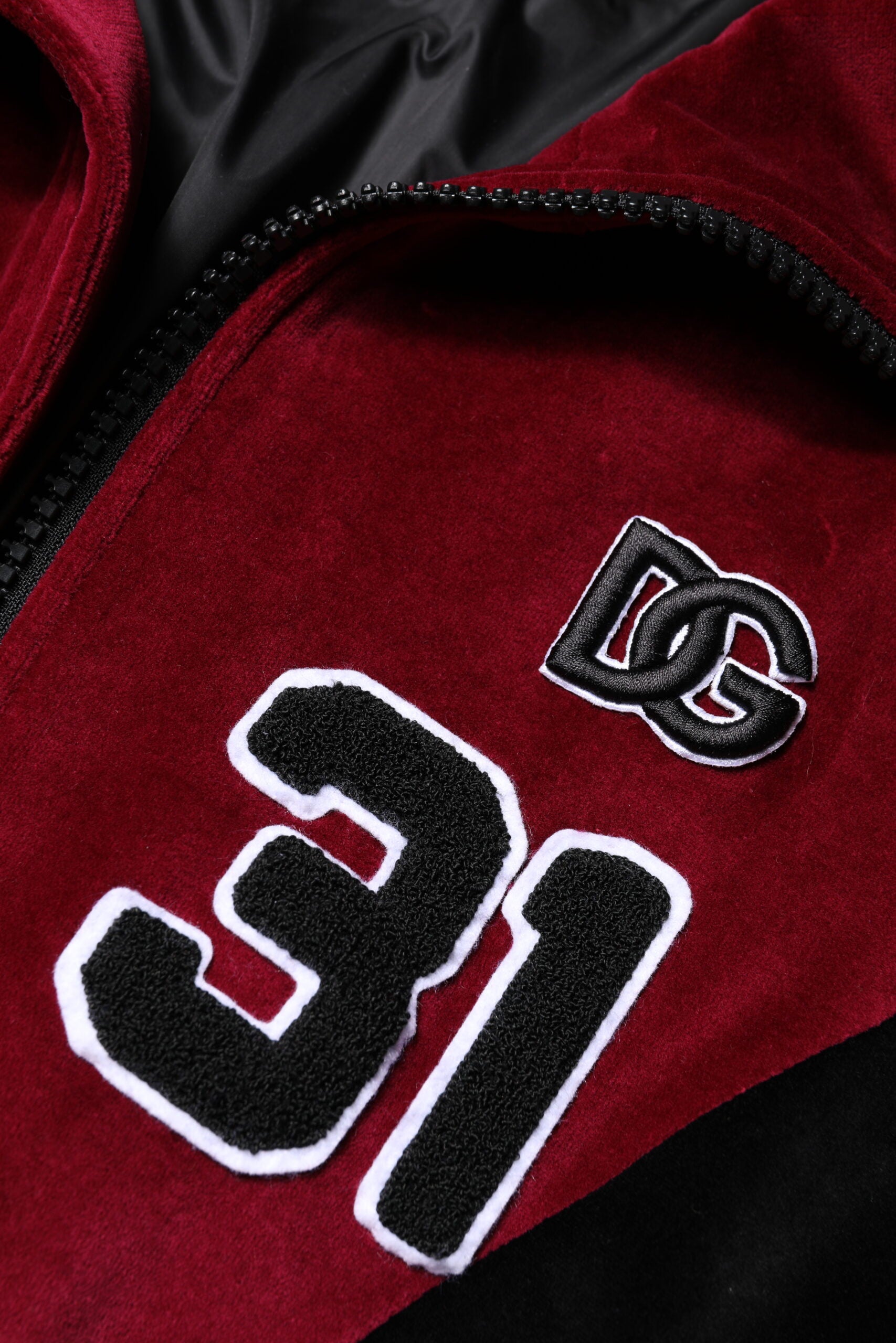 Red Black Cotton Logo FullZip Bomber Jacket - ventzia