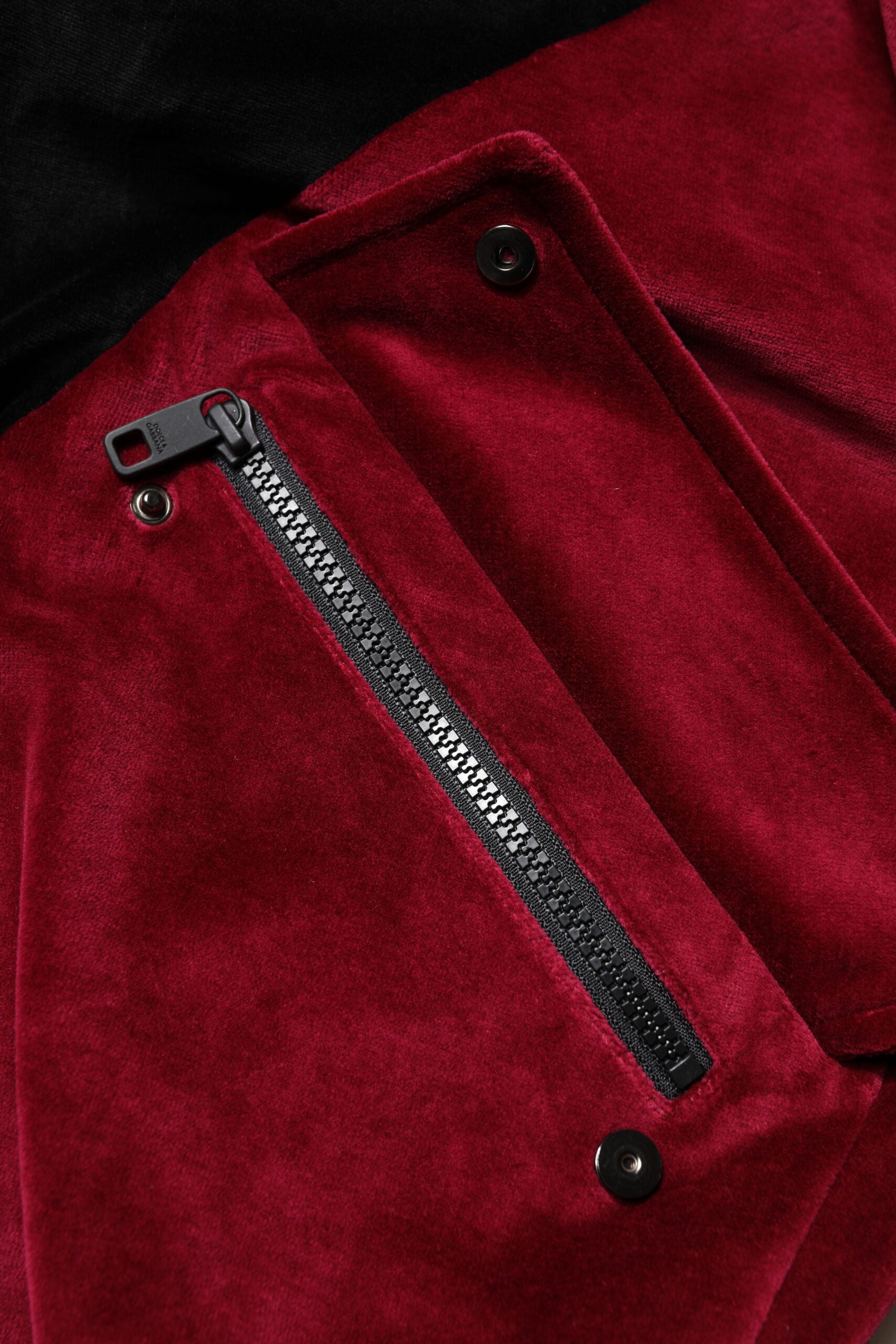 Red Black Cotton Logo FullZip Bomber Jacket - ventzia