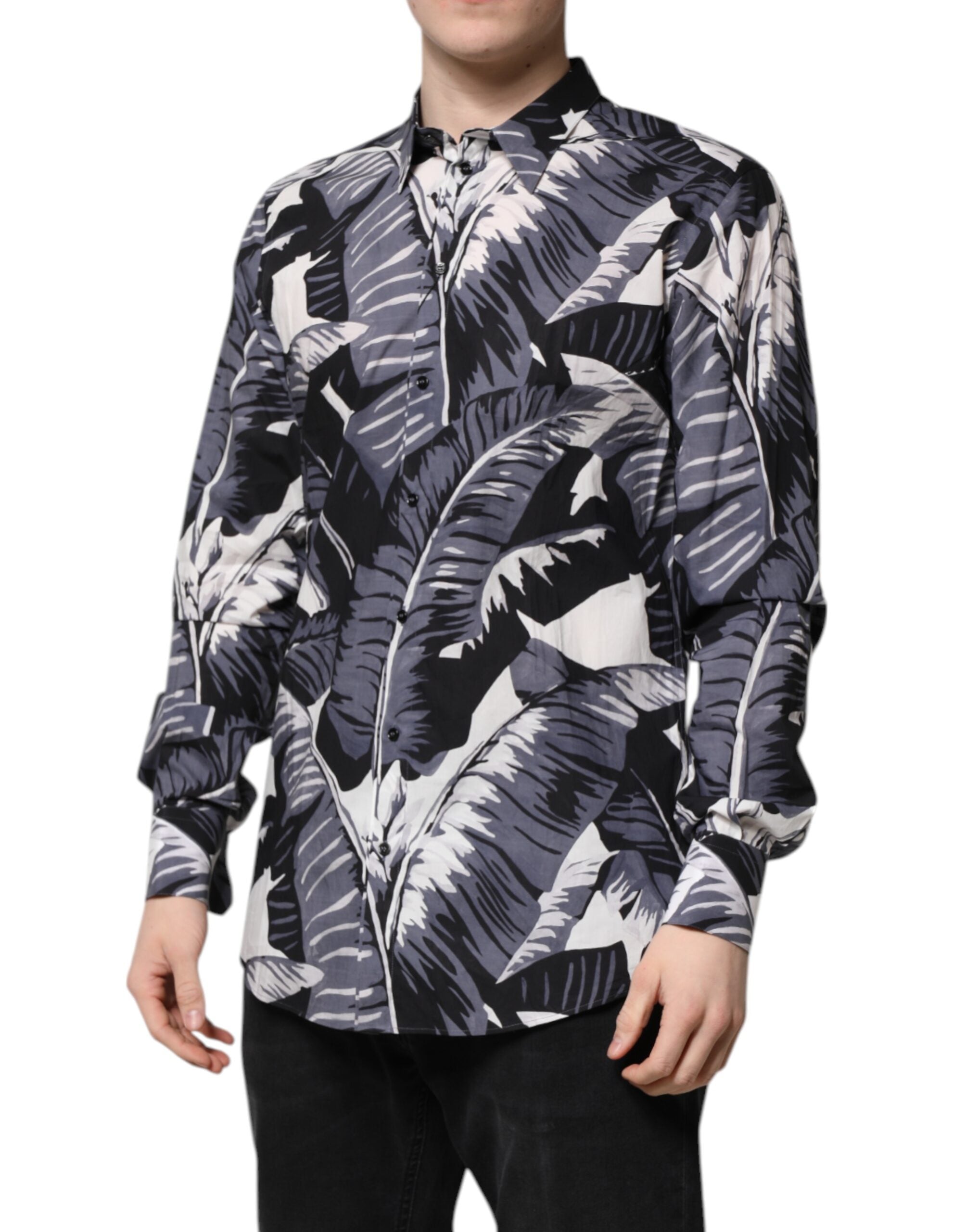 Multicolor GOLD Cotton Banana Leaf Print Shirt - ventzia