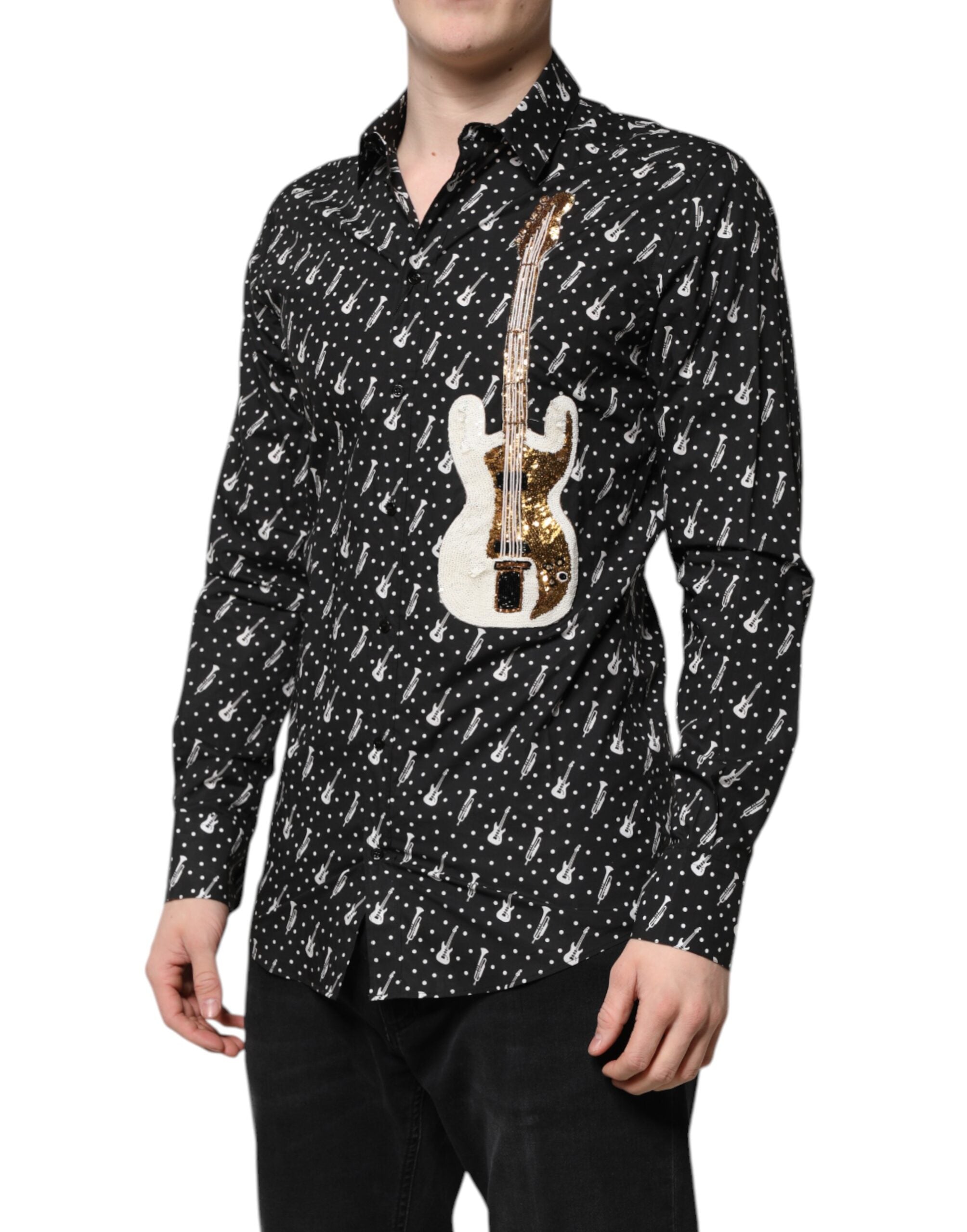 Black GOLD Instrument Embellished Shirt - ventzia
