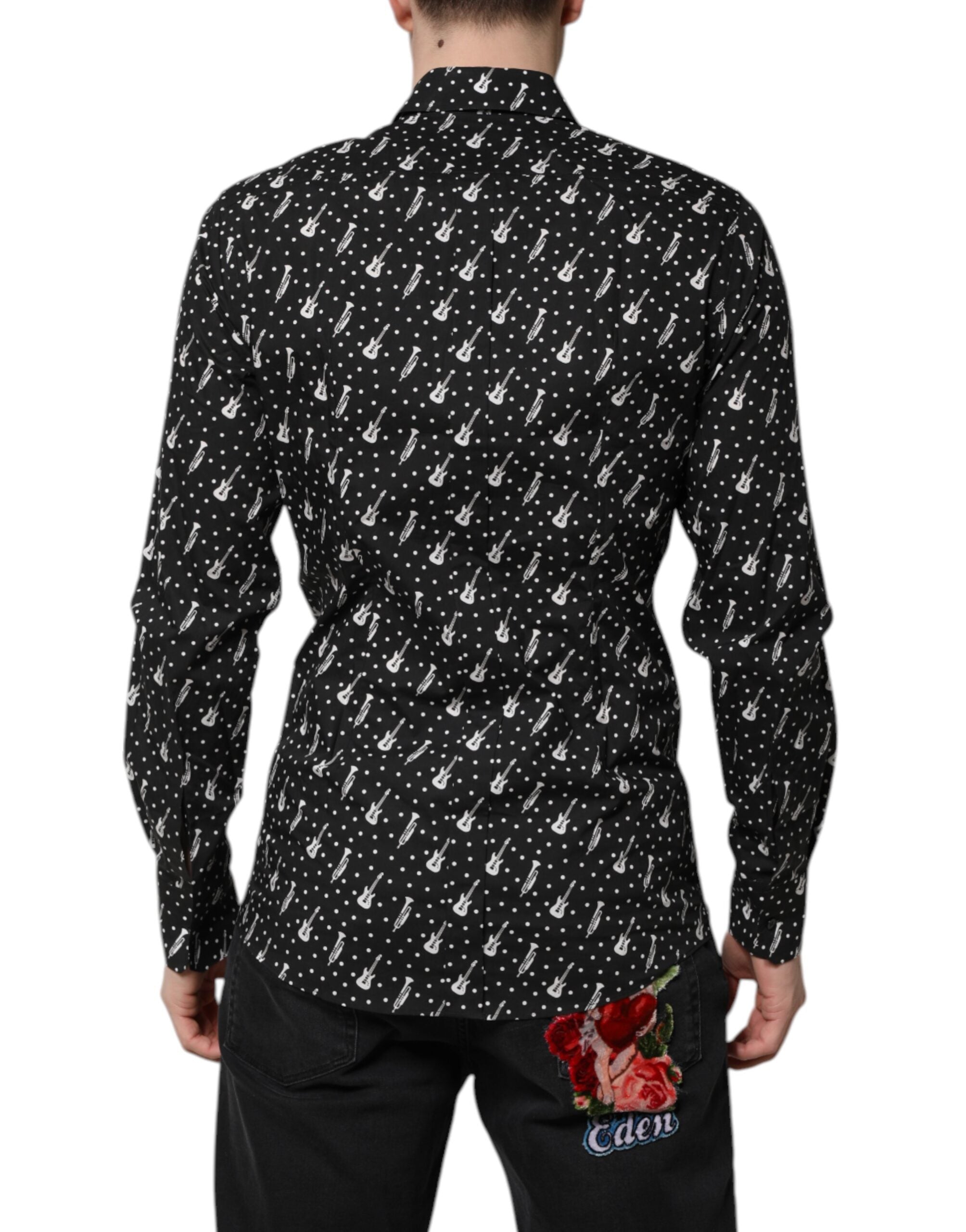 Black GOLD Instrument Embellished Shirt - ventzia