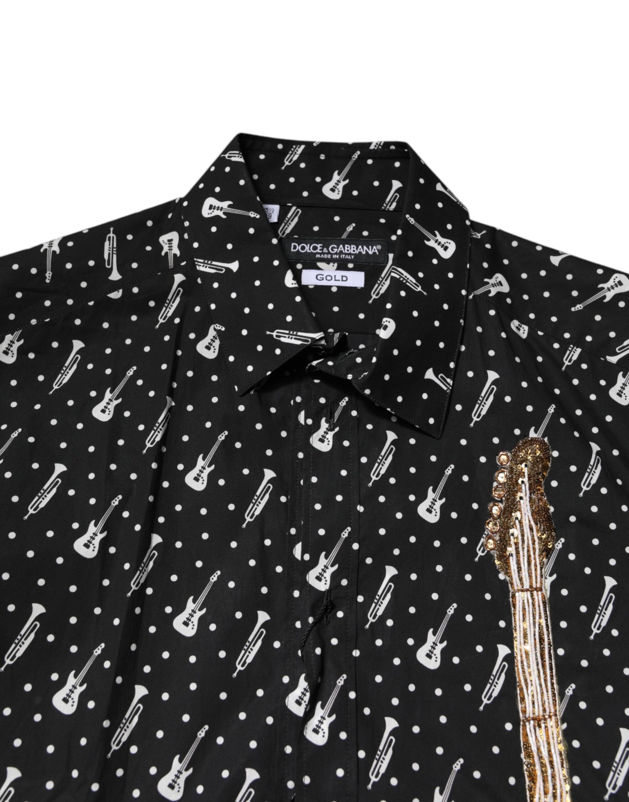 Black GOLD Instrument Embellished Shirt - ventzia