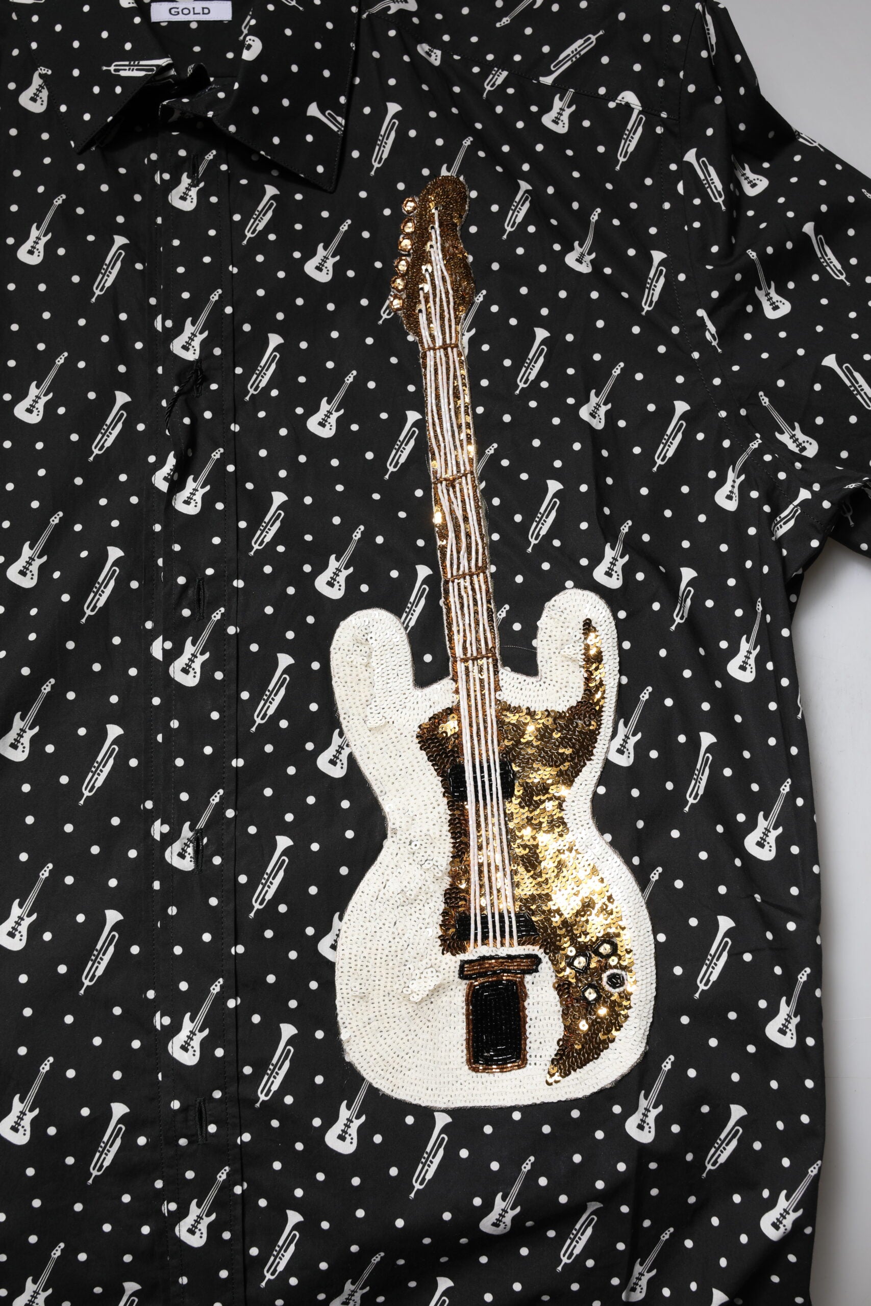 Black GOLD Instrument Embellished Shirt - ventzia