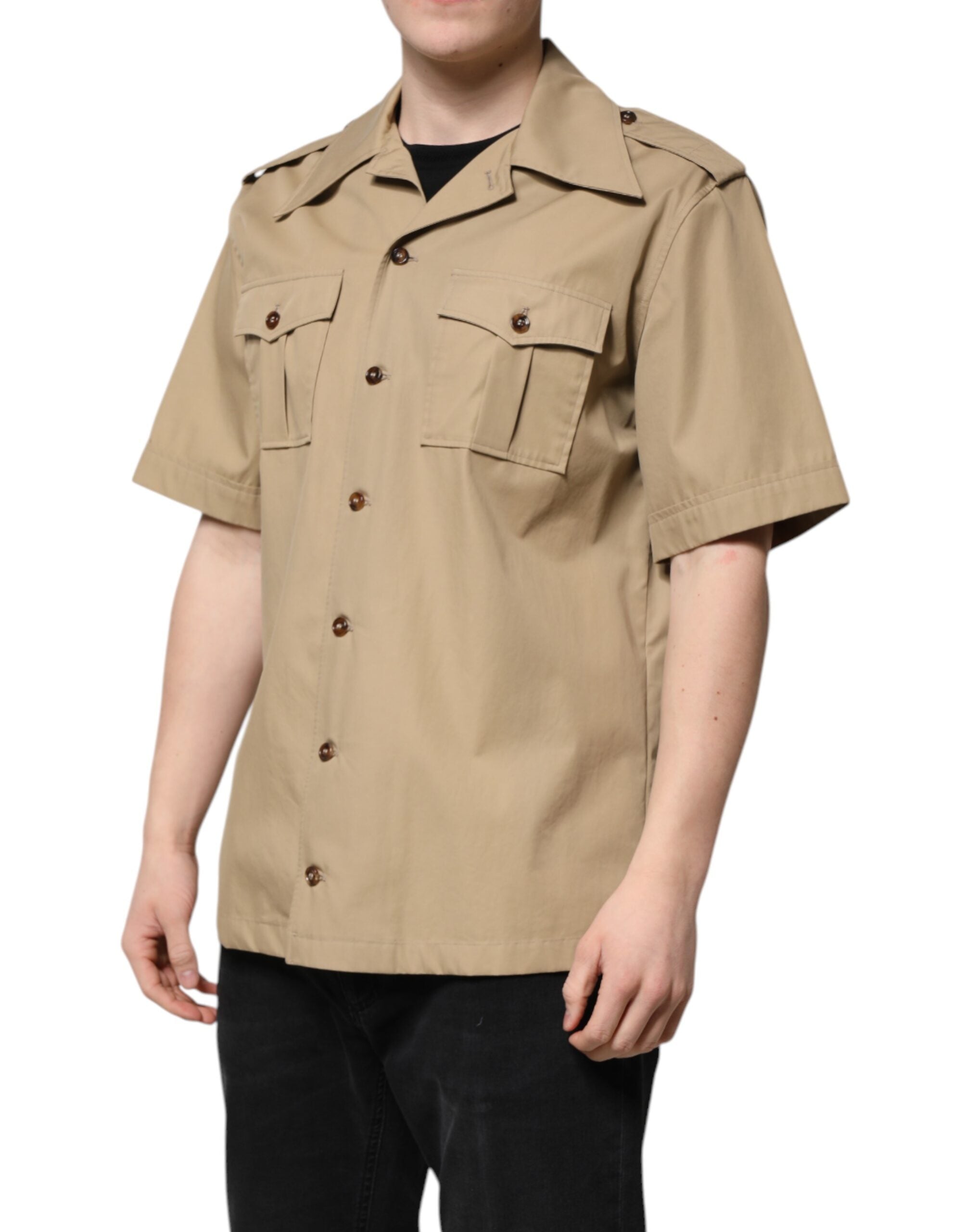Brown Graphic Print Short Sleeves Shirt - ventzia