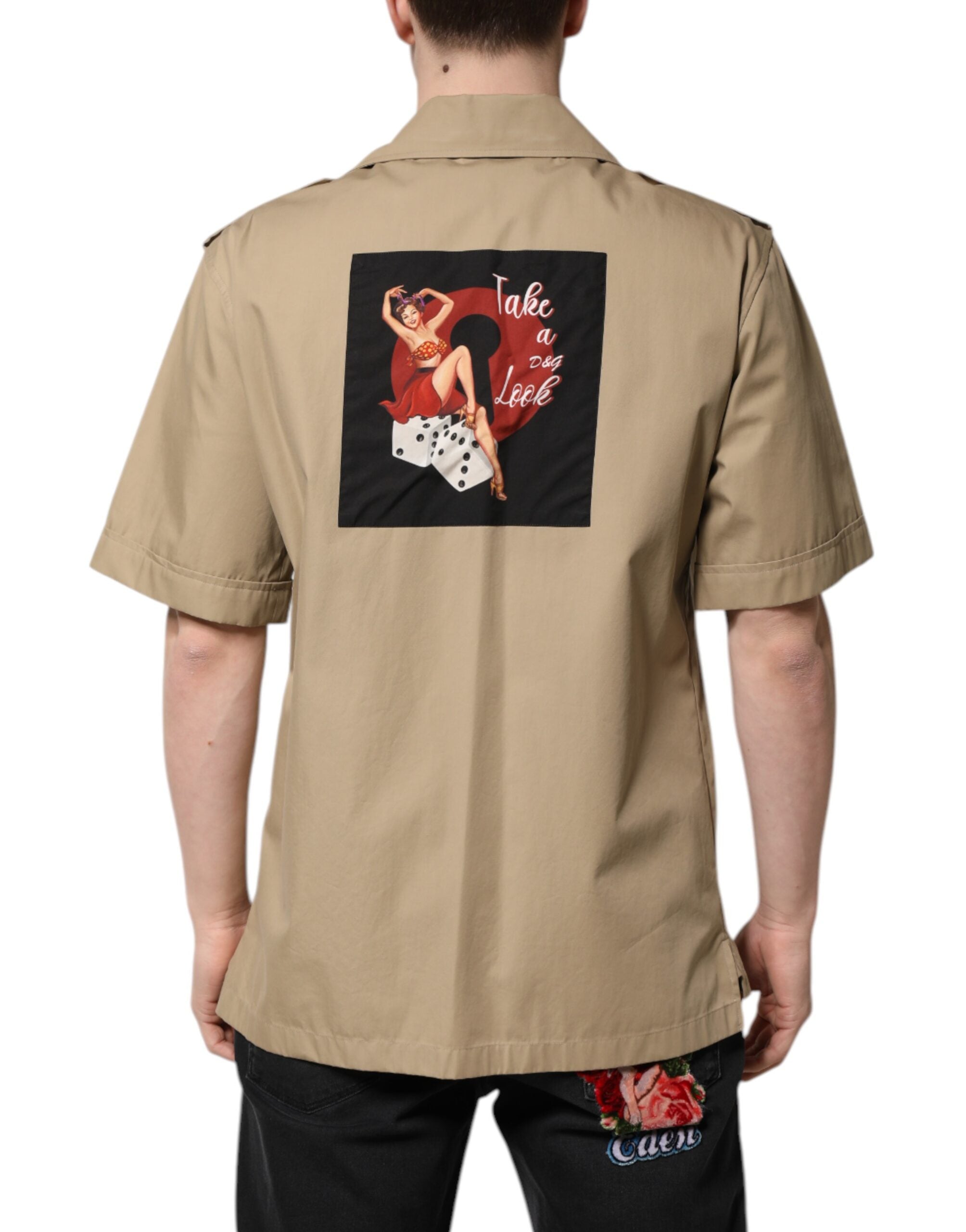 Brown Graphic Print Short Sleeves Shirt - ventzia