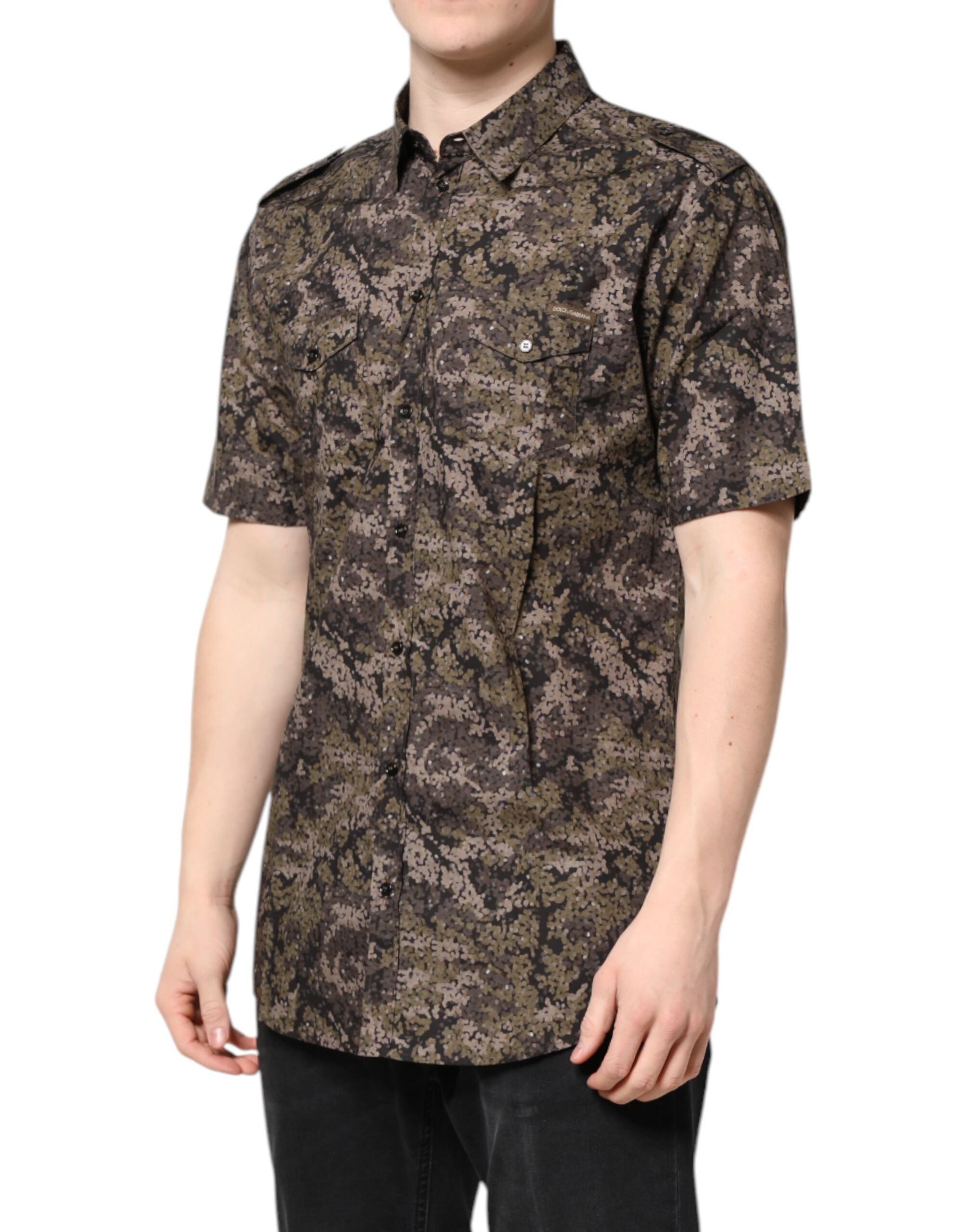 Multicolor Camouflage Button Down GOLD Shirt - ventzia