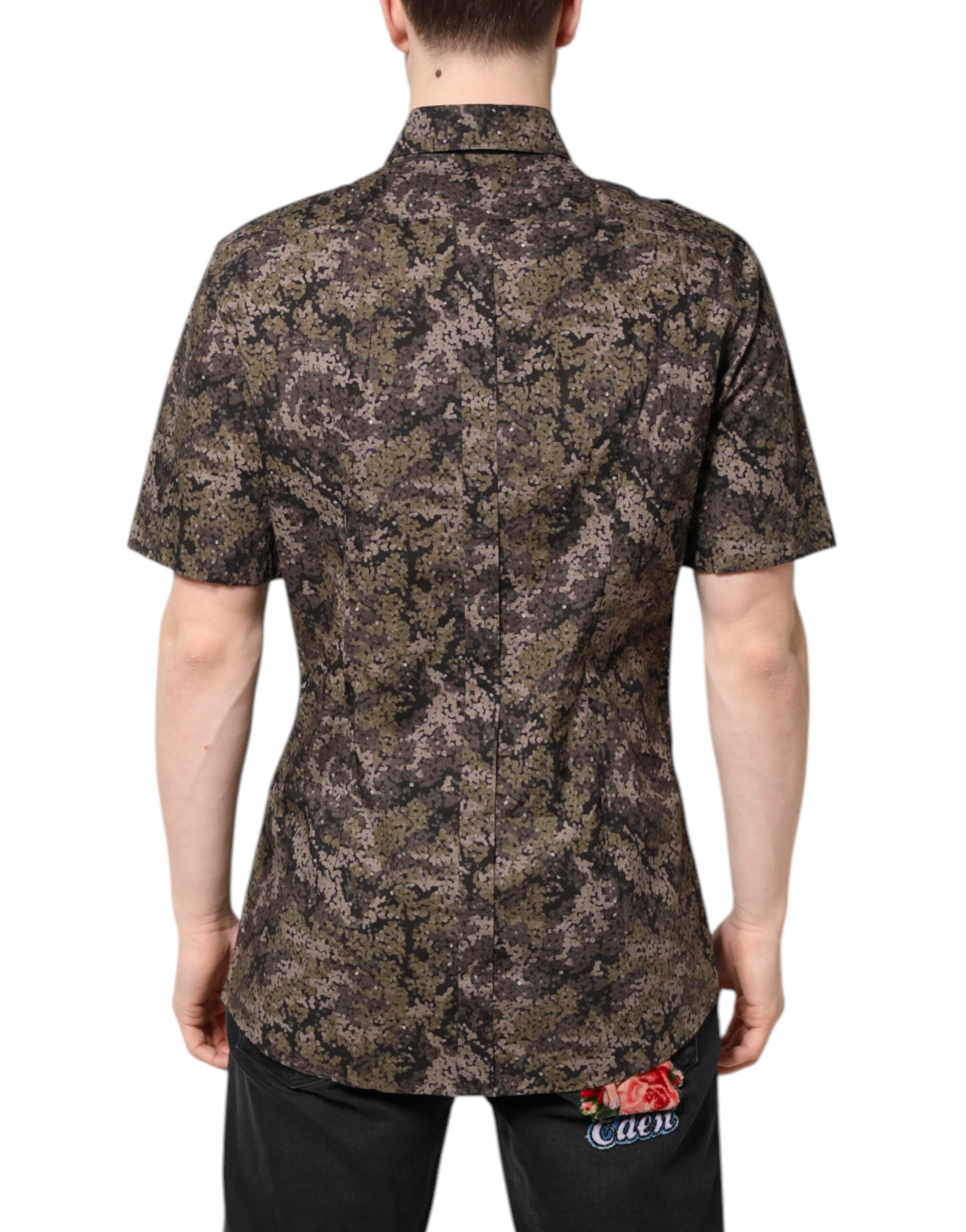 Multicolor Camouflage Button Down GOLD Shirt - ventzia