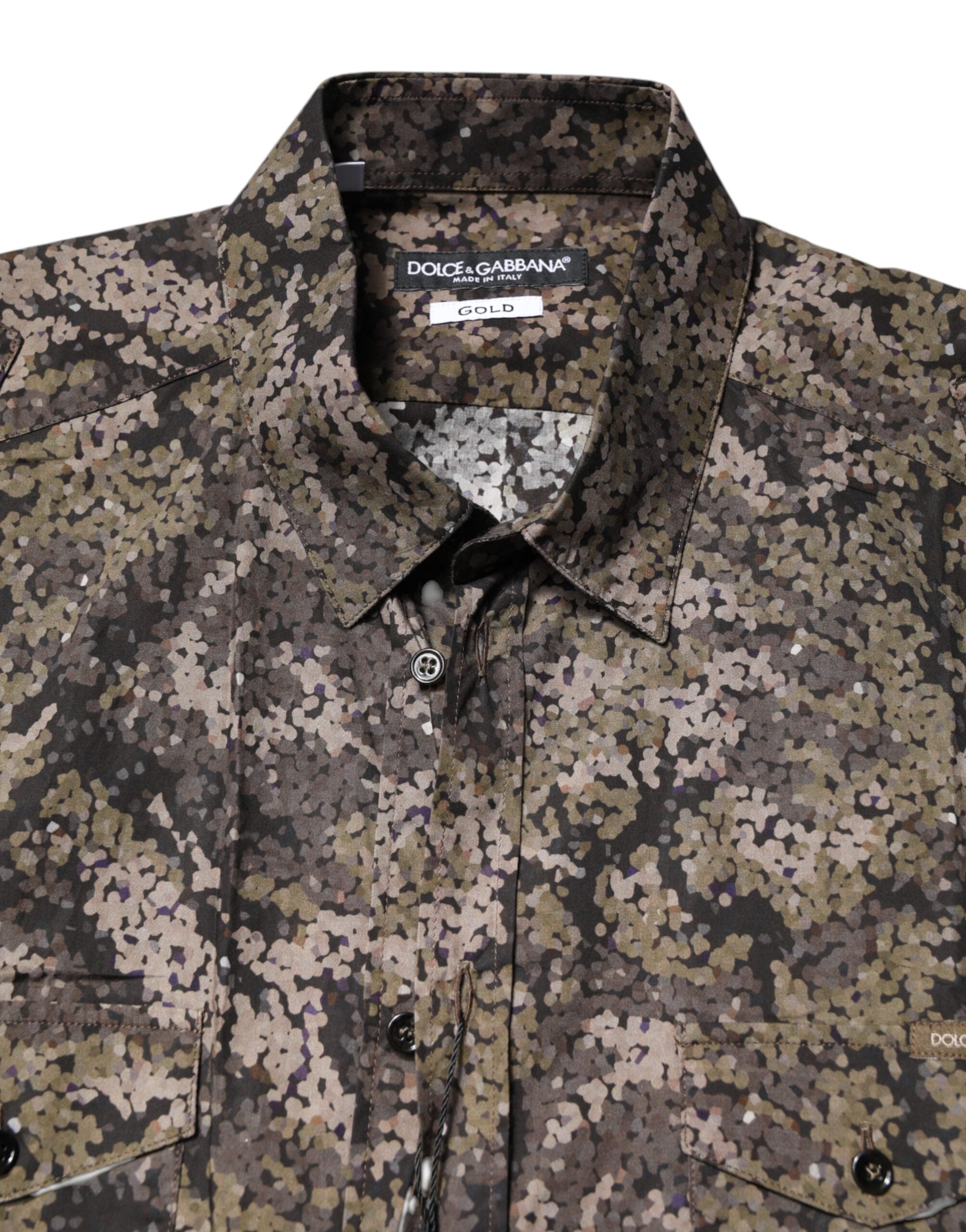 Multicolor Camouflage Button Down GOLD Shirt - ventzia