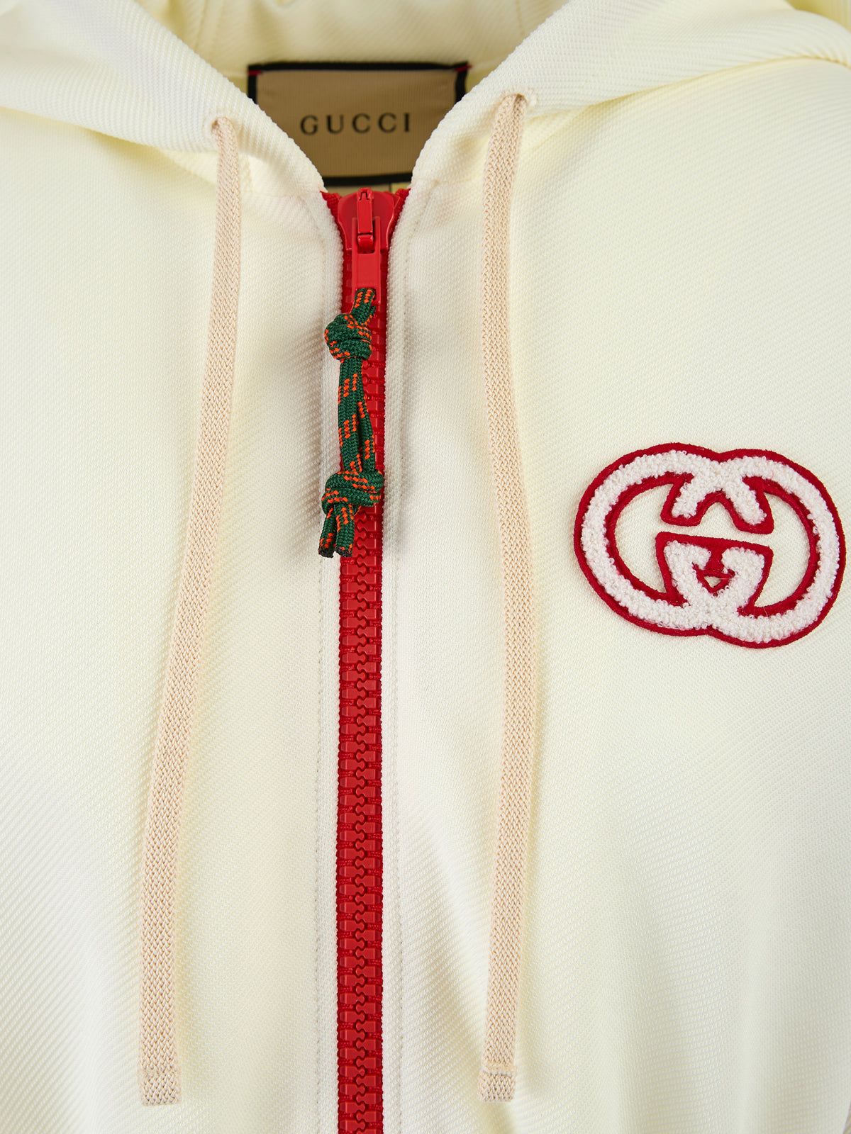 Cream Polyester Hooded Logo Sweatsuit - ventzia