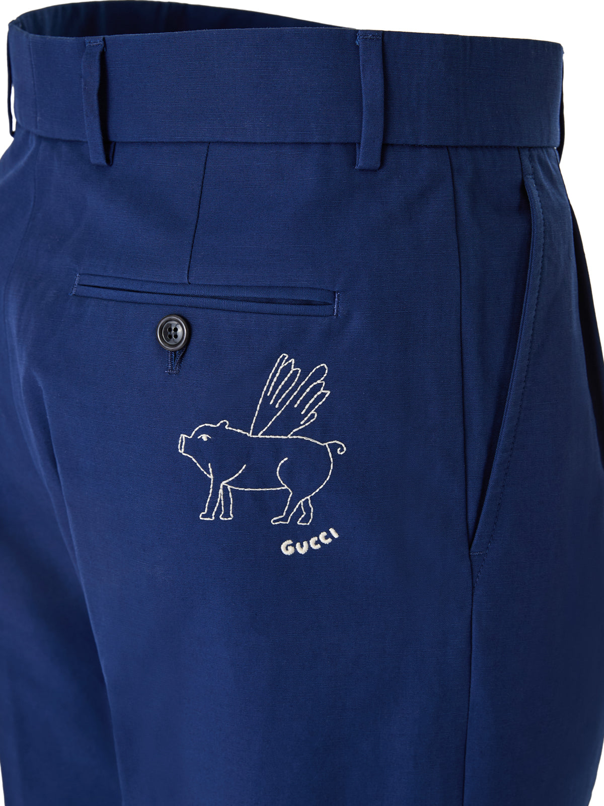 Blue Classic Cotton Pants - ventzia